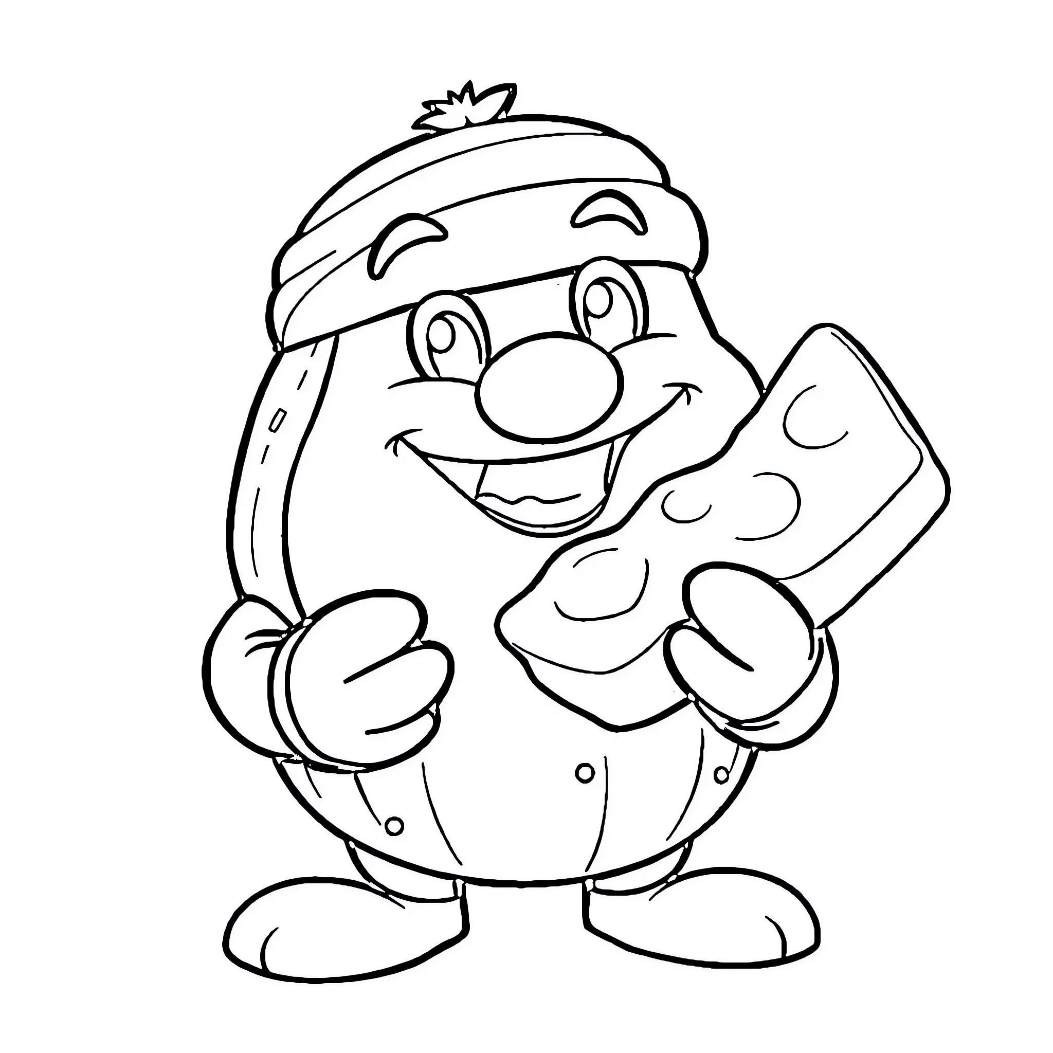 Biggy Norris eating tasty food happily Coloring Page (free black-and-white line drawing printable PDF for all, from beginners to advanced learners, including children, teens, adults, and seniors)