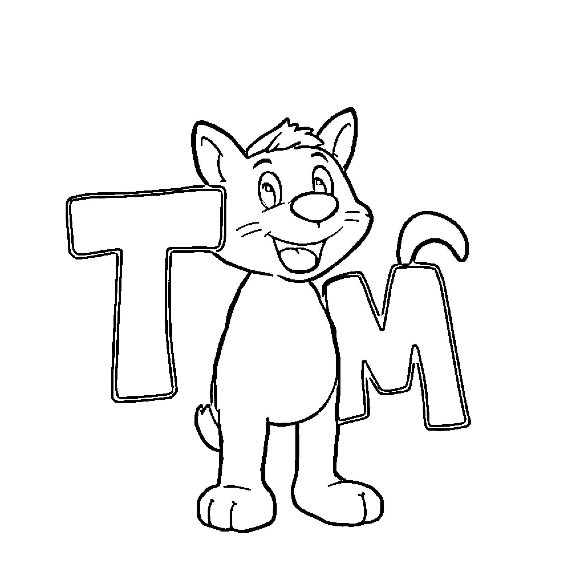 Tom's Whimsical Adventure Coloring Page (free black-and-white line drawing printable PDF for all, from beginners to advanced learners, including children, teens, adults, and seniors)
