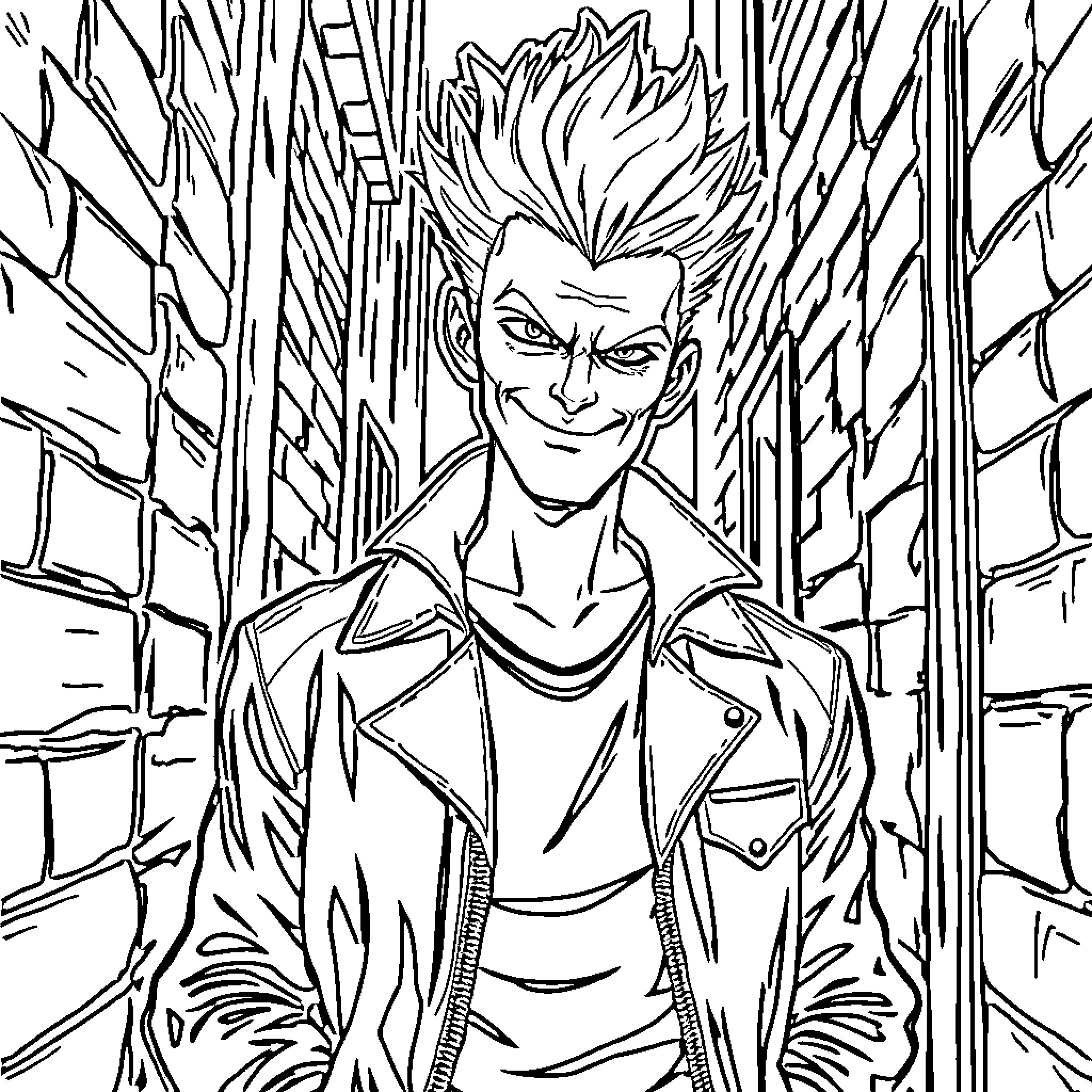 Spike's Triumphant Stride Through the City Coloring Page (free black-and-white line drawing printable PDF for all, from beginners to advanced learners, including children, teens, adults, and seniors)