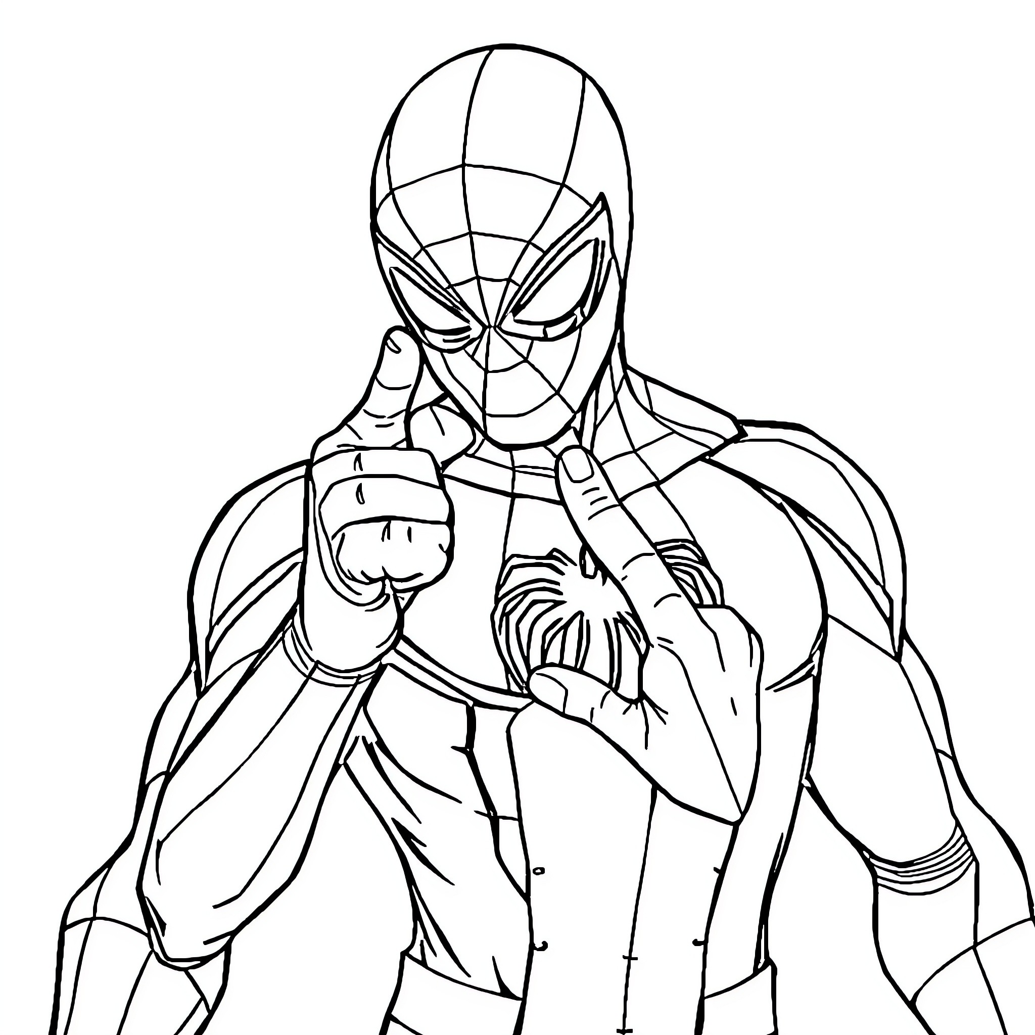 Bouton of a Heroic Figure in Action Coloring Page (free black-and-white line drawing printable PDF for all, from beginners to advanced learners, including children, teens, adults, and seniors)