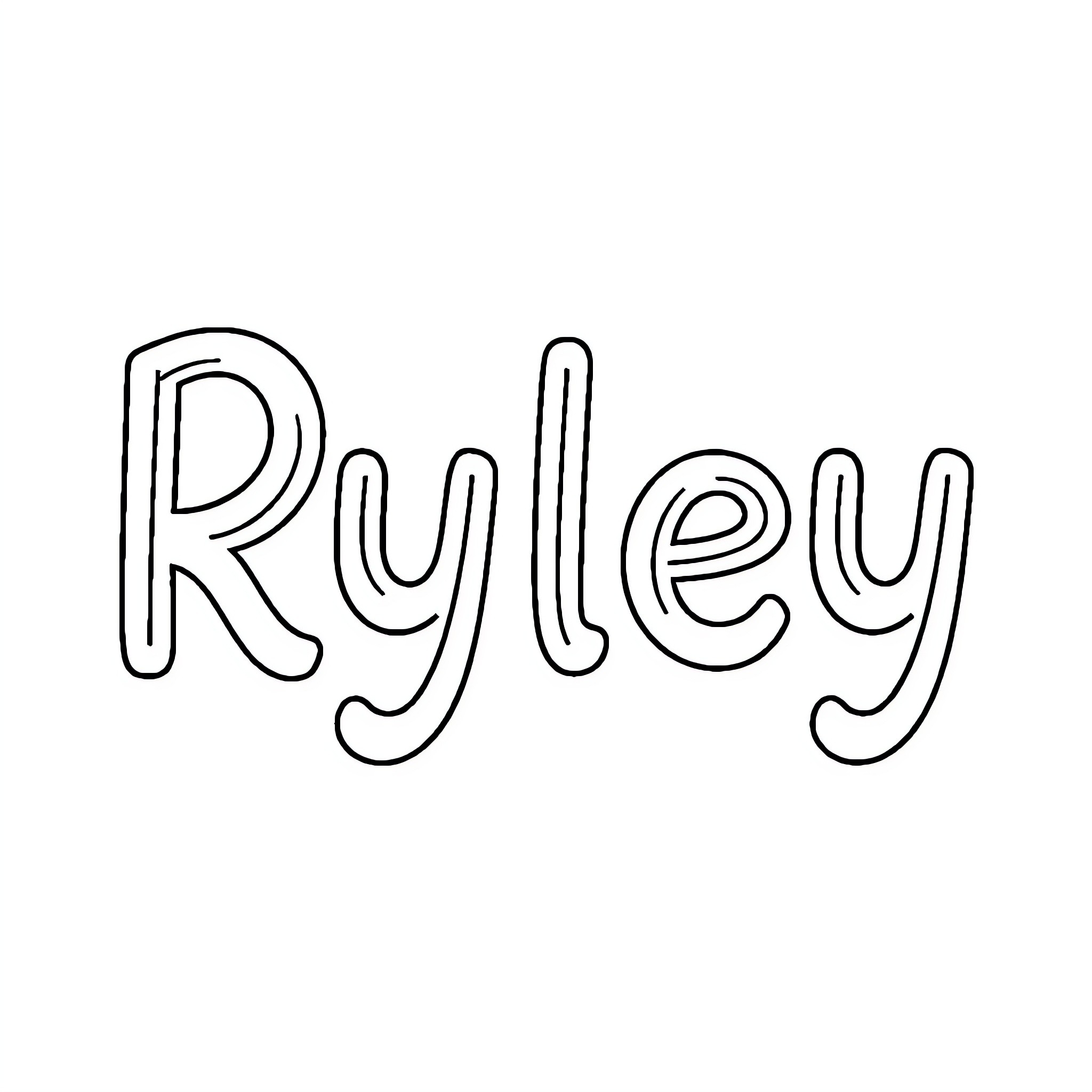 Ryley's Playful Name Coloring Page (free black-and-white line drawing printable PDF for all, from beginners to advanced learners, including children, teens, adults, and seniors)