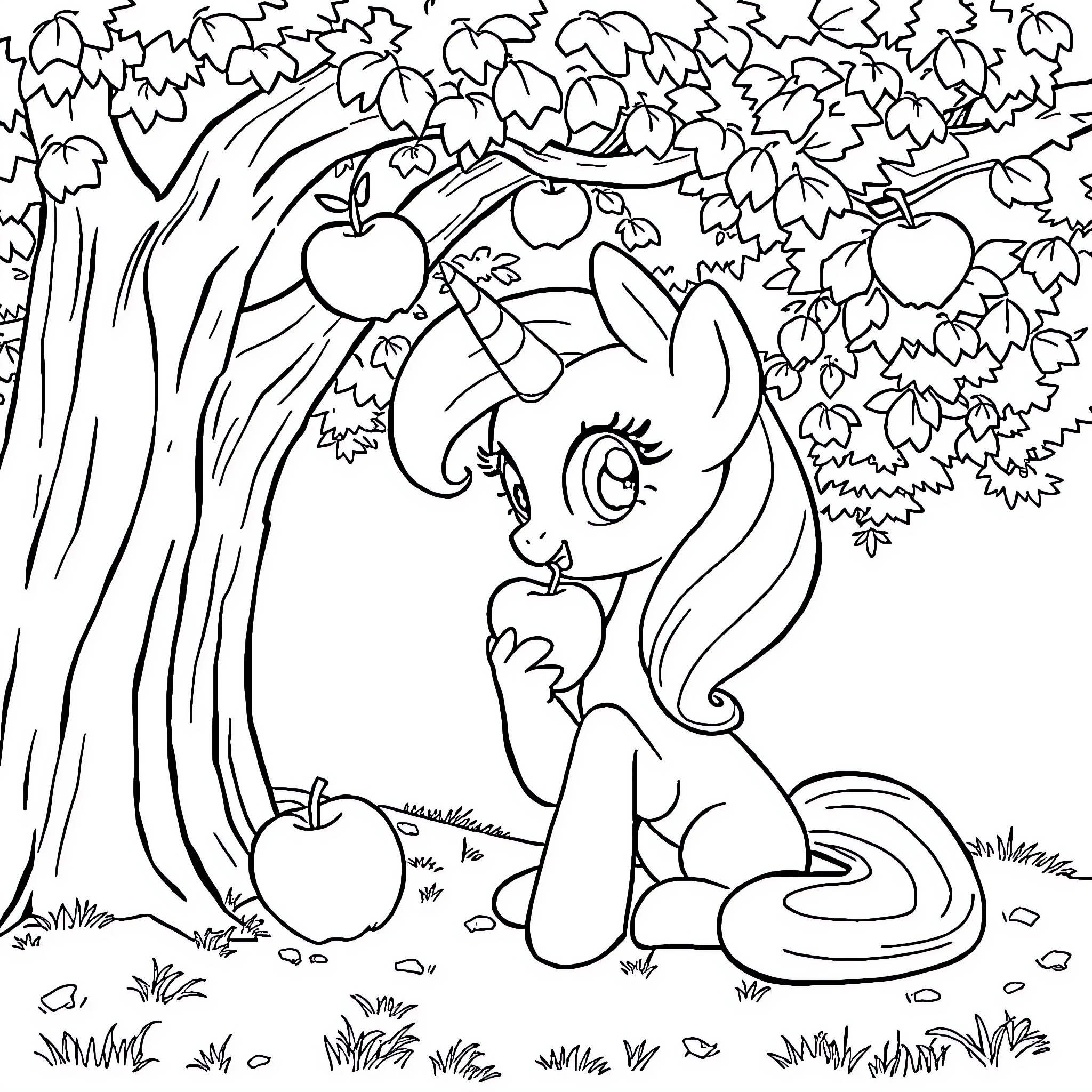 Princess exploring the enchanted forest Coloring Page (free black-and-white line drawing printable PDF for all, from beginners to advanced learners, including children, teens, adults, and seniors)