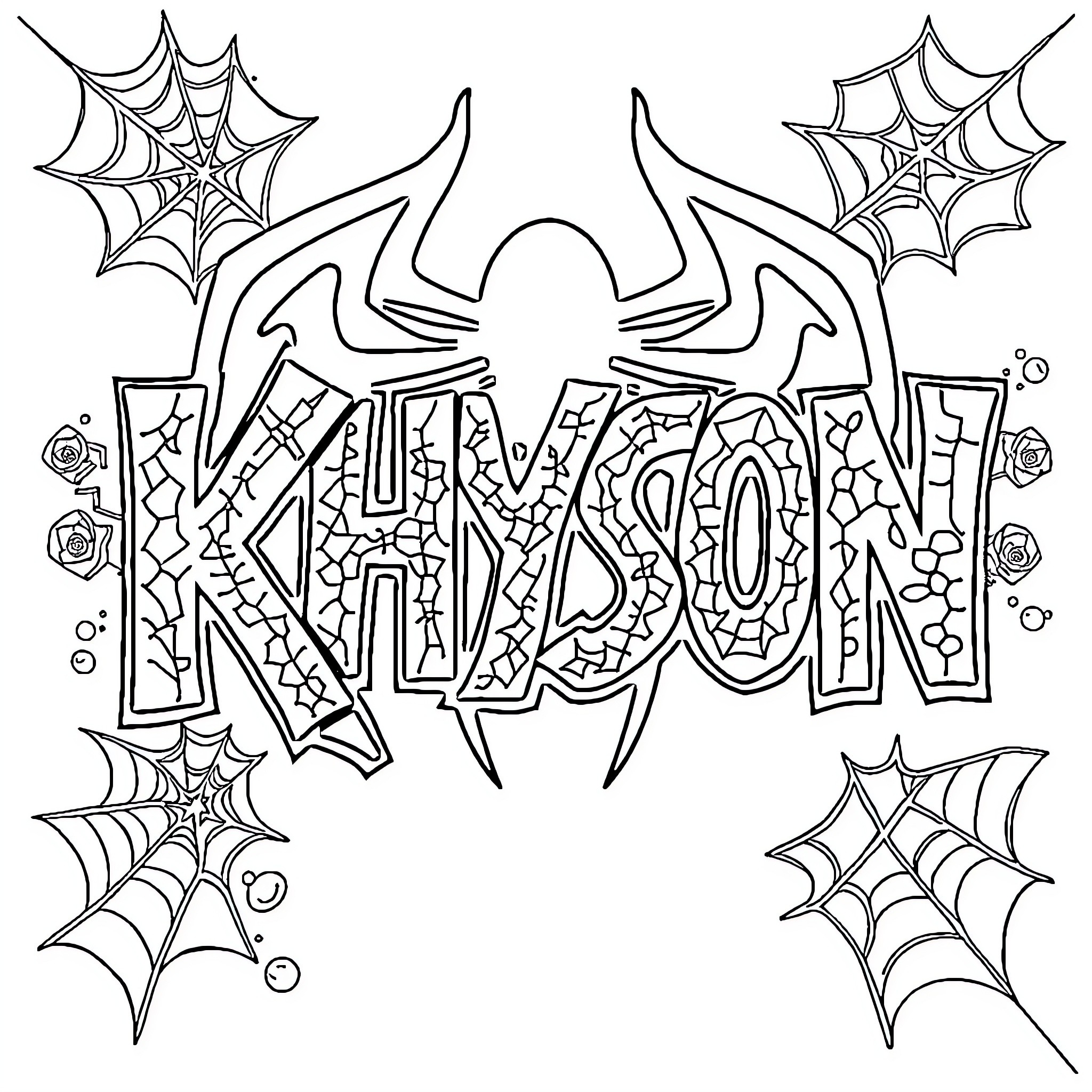 Khyson's Spooky Spider Web Adventure Coloring Page (free black-and-white line drawing printable PDF for all, from beginners to advanced learners, including children, teens, adults, and seniors)