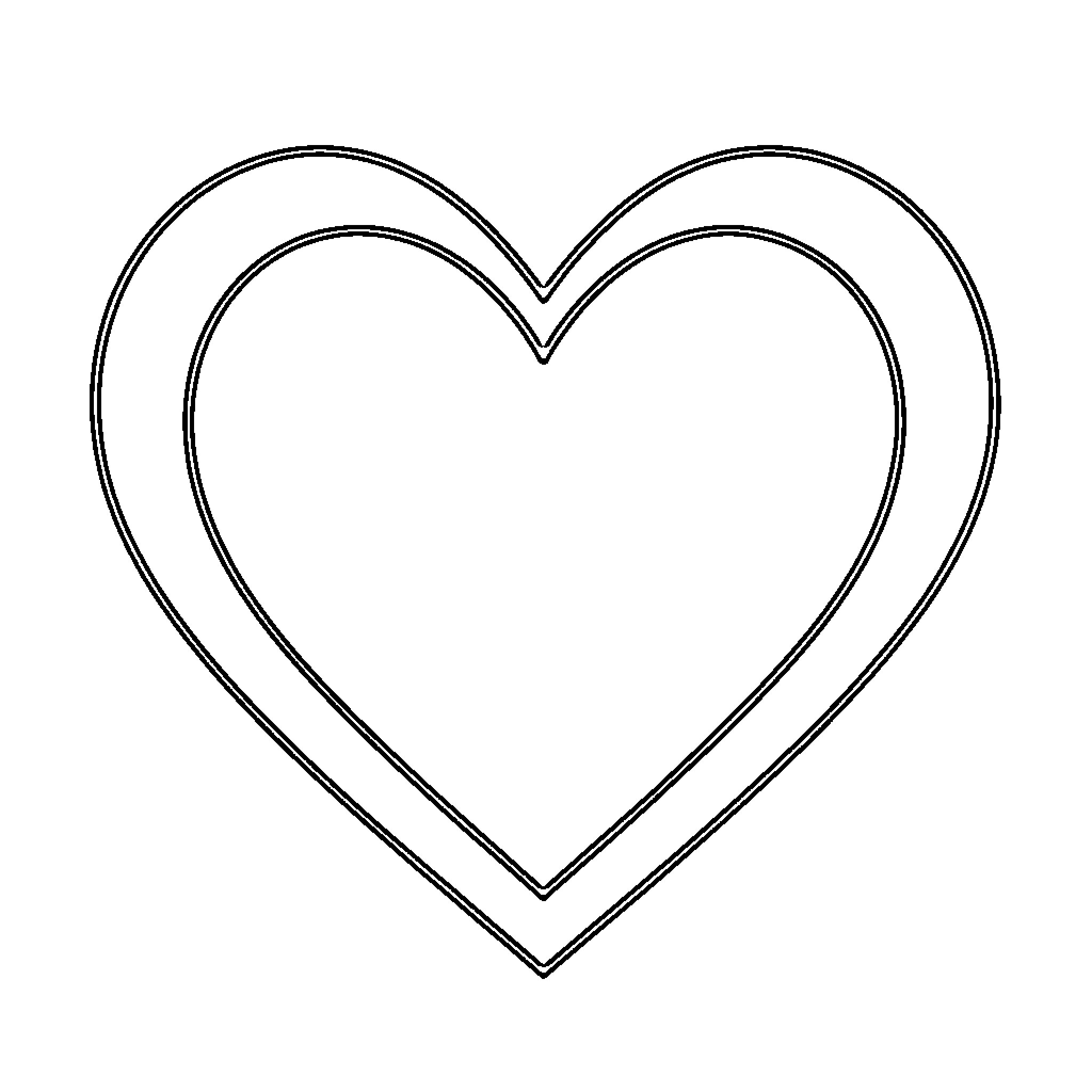 Heart symbol with multiple layered outlines Coloring Page (free black-and-white line drawing printable PDF for all, from beginners to advanced learners, including children, teens, adults, and seniors)
