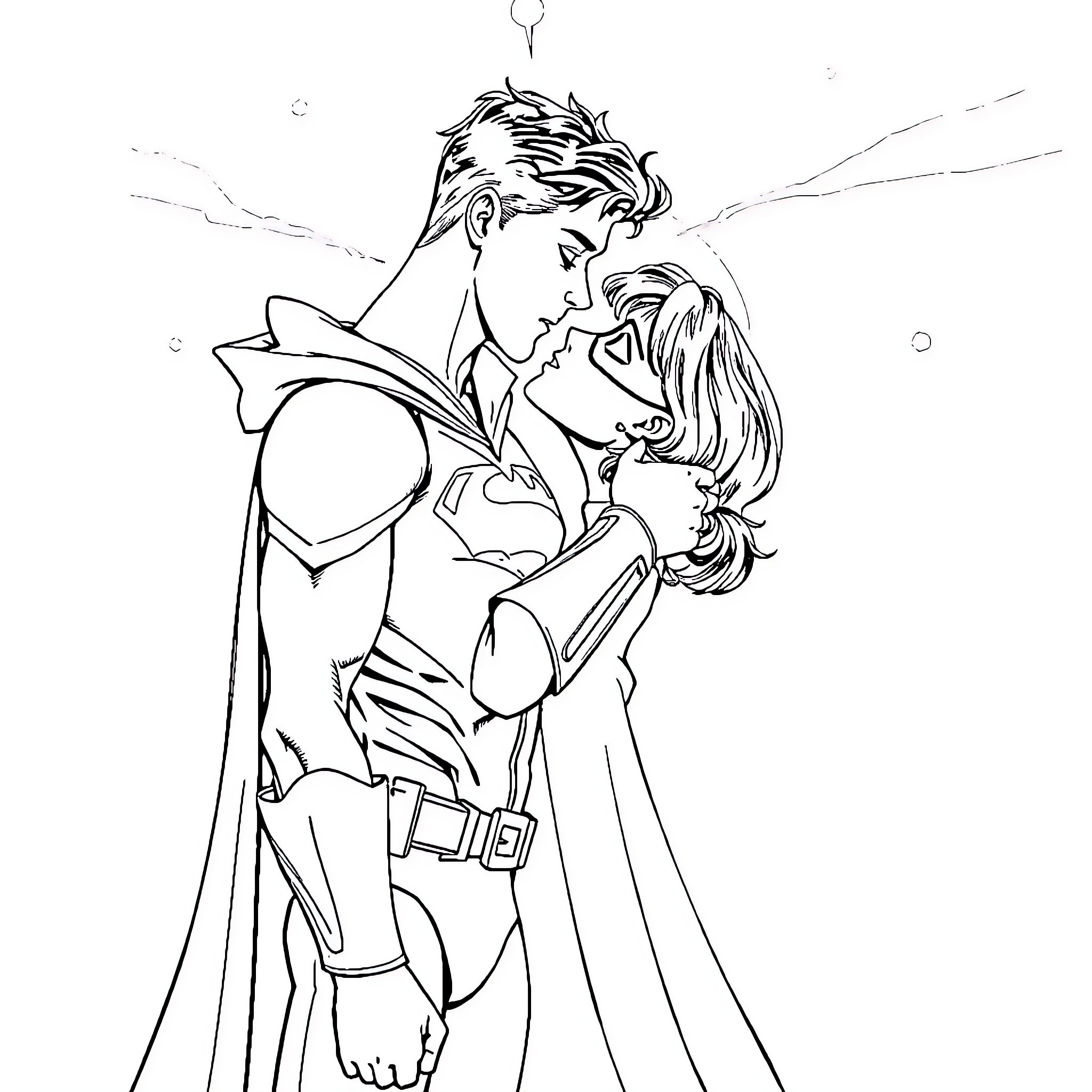Robin embracing a loved one in a tender moment Coloring Page (free black-and-white line drawing printable PDF for all, from beginners to advanced learners, including children, teens, adults, and seniors)