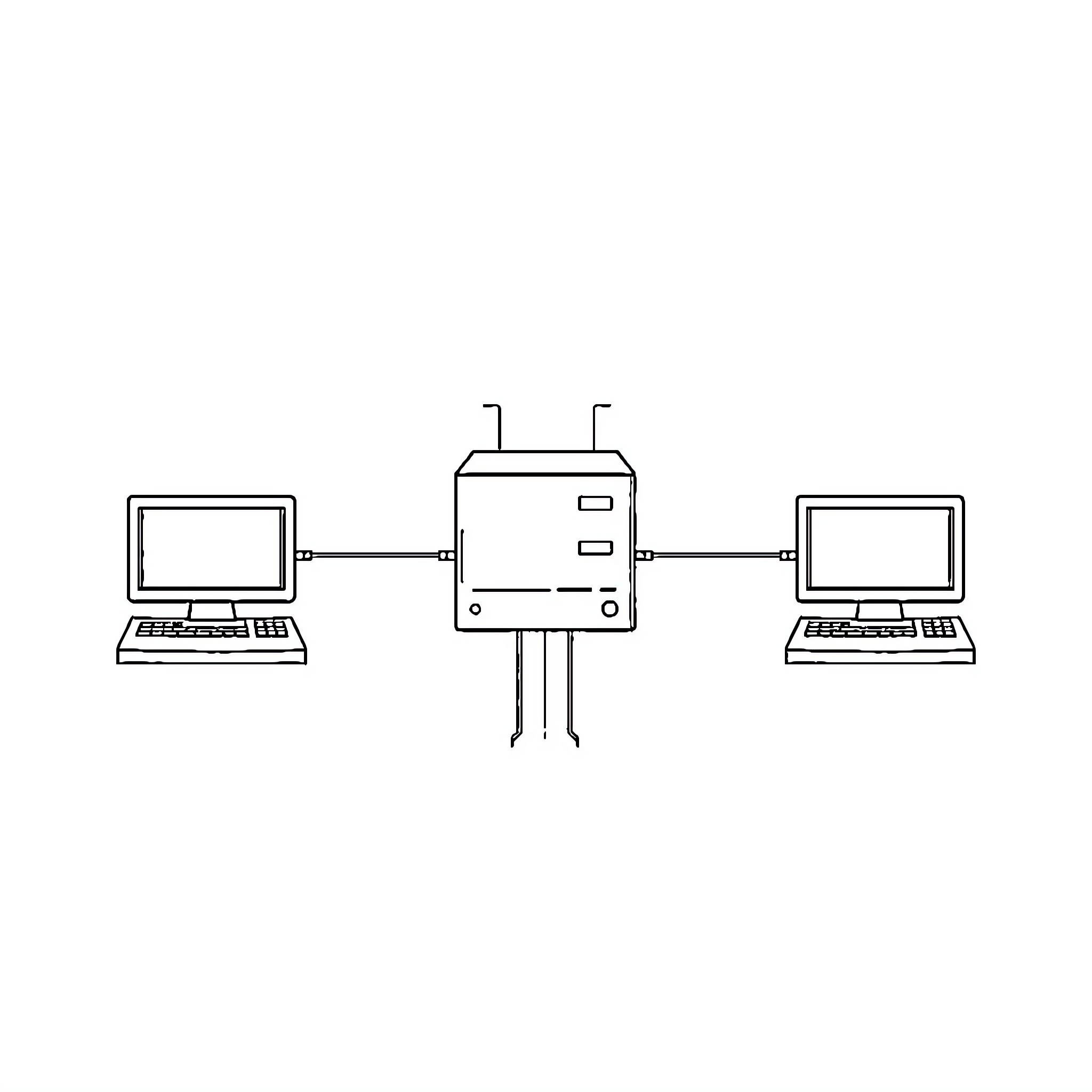 Network of Connected Devices and Computers Coloring Page (free black-and-white line drawing printable PDF for all, from beginners to advanced learners, including children, teens, adults, and seniors)