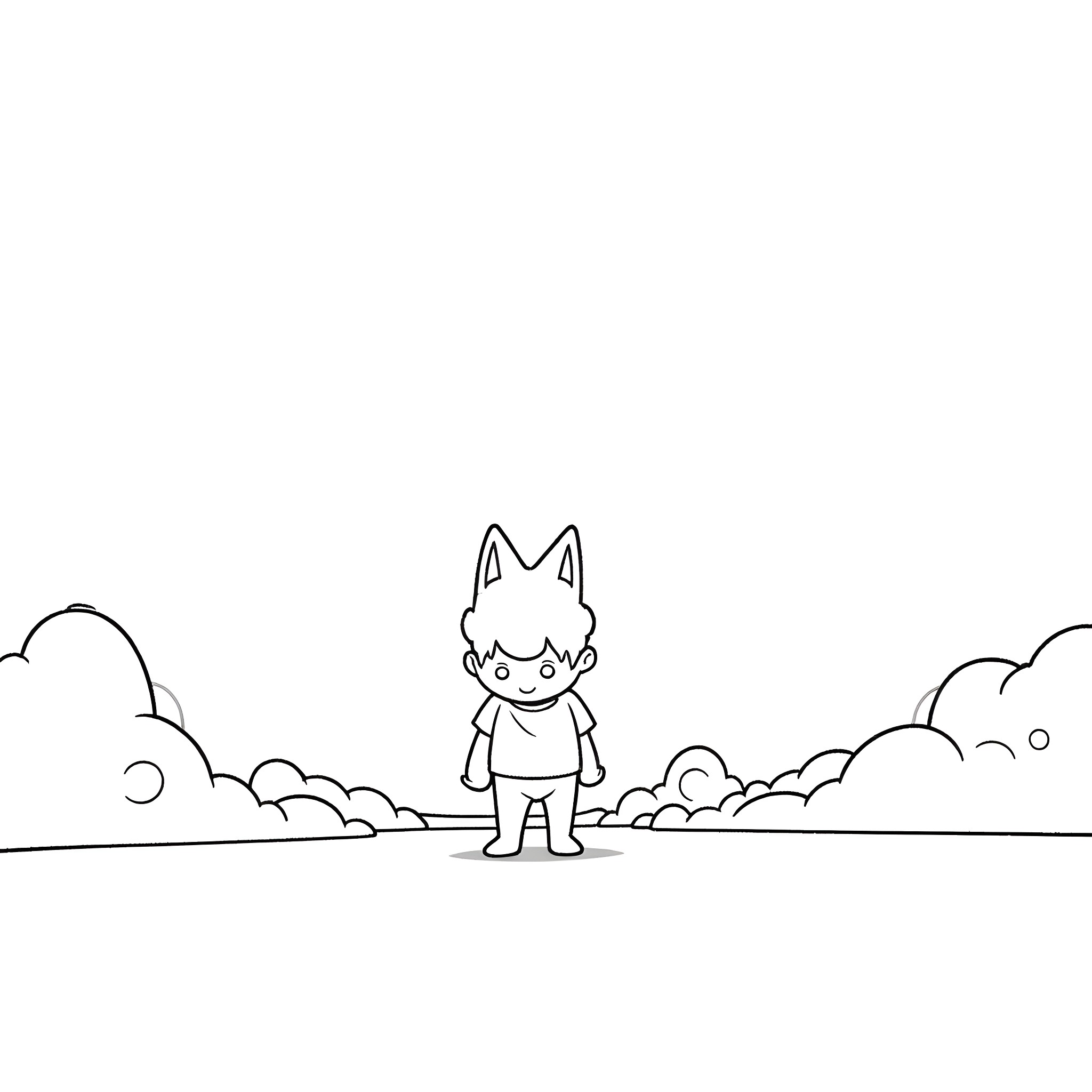 Niko's Whimsical Adventure in the Clouds Coloring Page (free black-and-white line drawing printable PDF for all, from beginners to advanced learners, including children, teens, adults, and seniors)