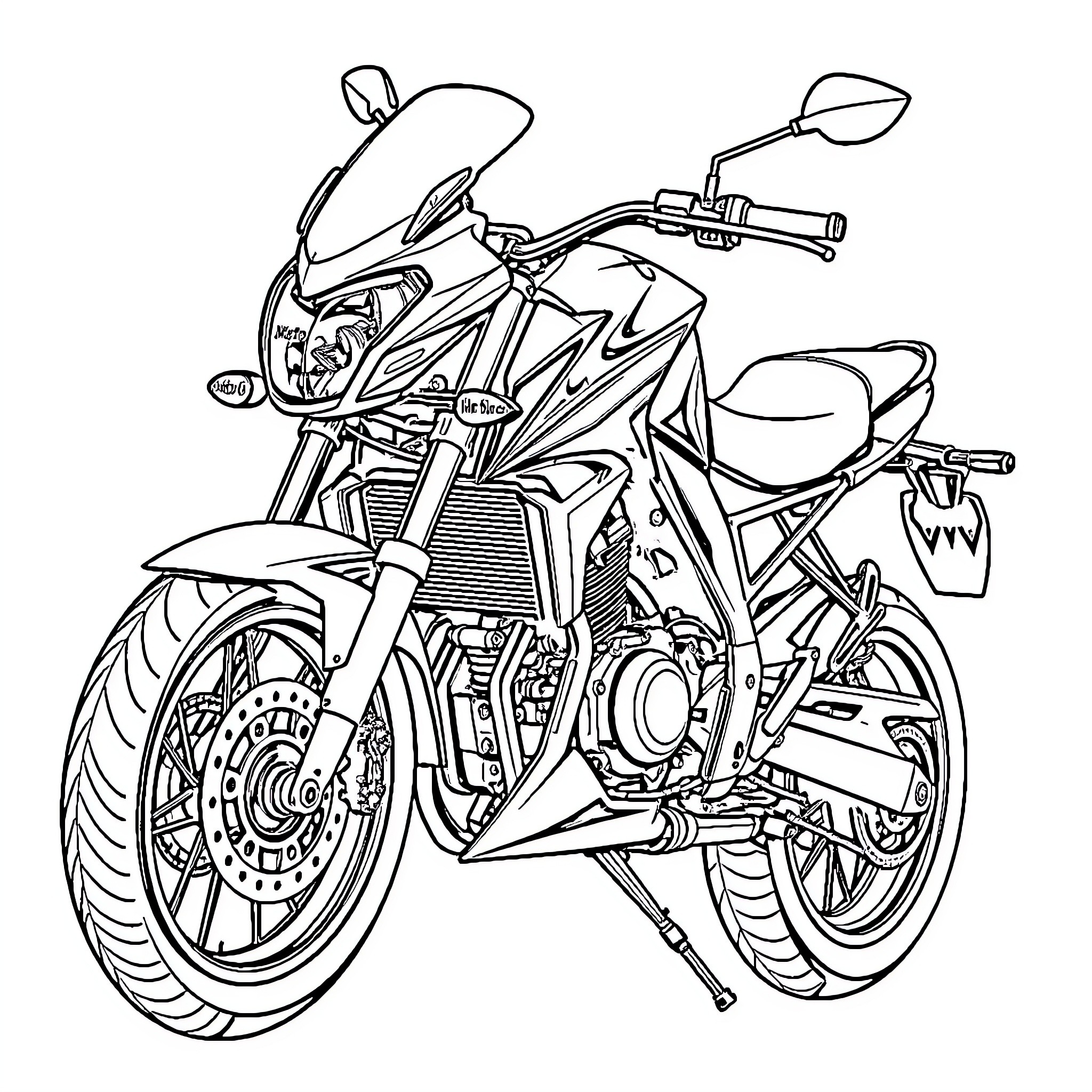 Moto Hunk speeding on sleek motorcycle Coloring Page (free black-and-white line drawing printable PDF for all, from beginners to advanced learners, including children, teens, adults, and seniors)