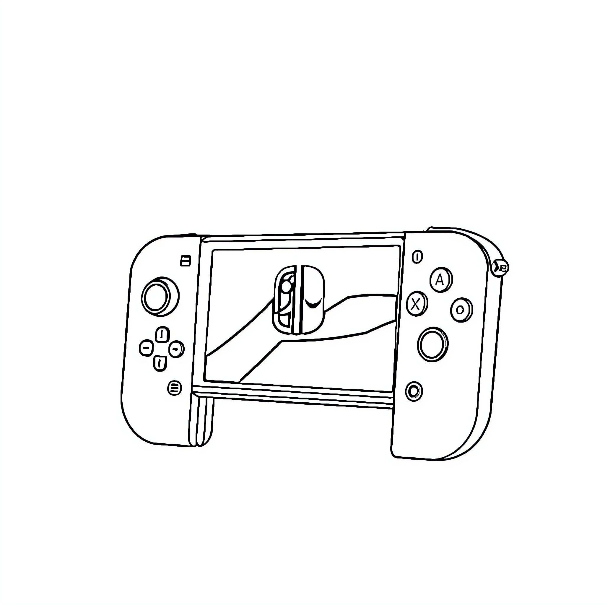 Game Console with Gamepad Controls Coloring Page (free black-and-white line drawing printable PDF for all, from beginners to advanced learners, including children, teens, adults, and seniors)