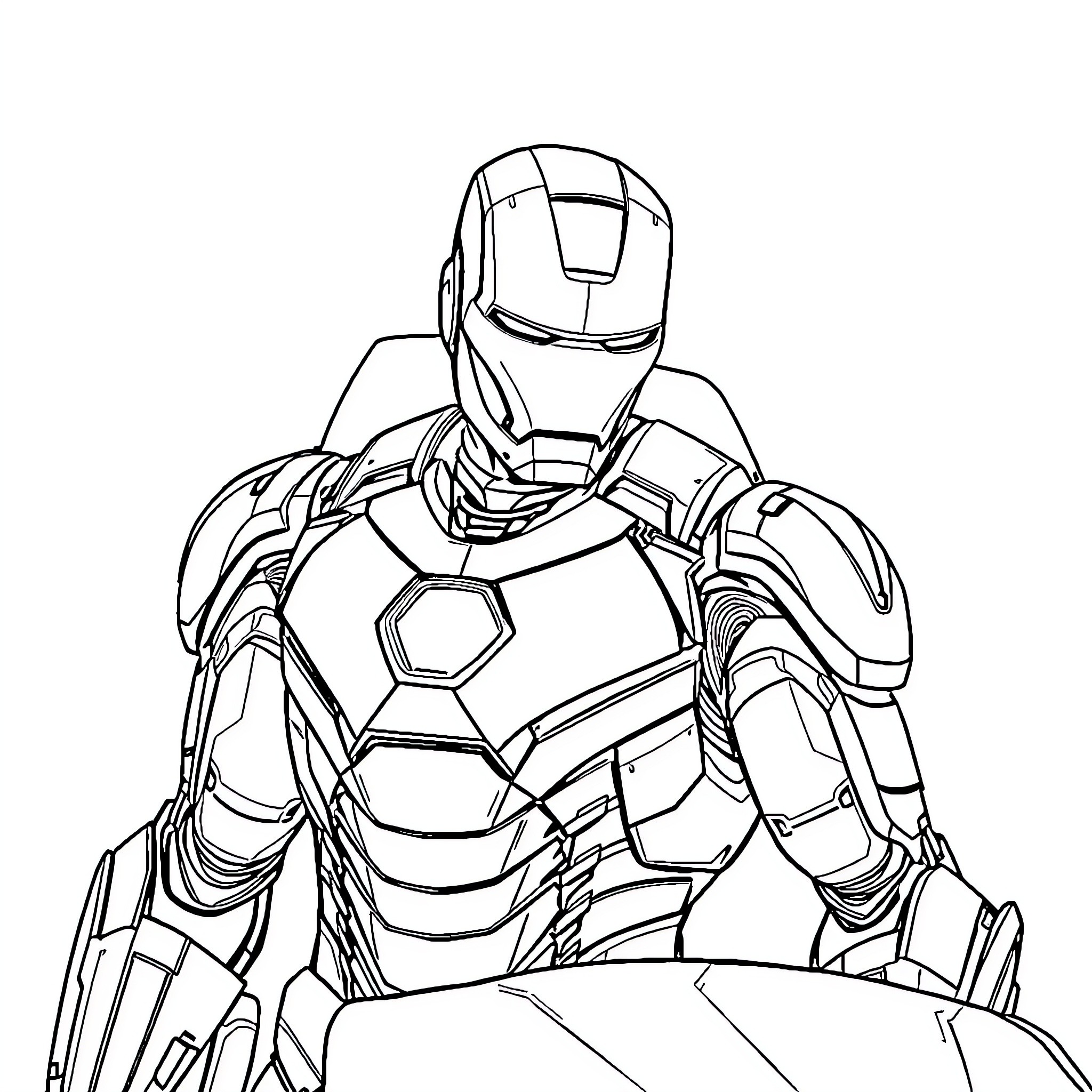 Ironman Superhero in Action Pose Coloring Page (free black-and-white line drawing printable PDF for all, from beginners to advanced learners, including children, teens, adults, and seniors)
