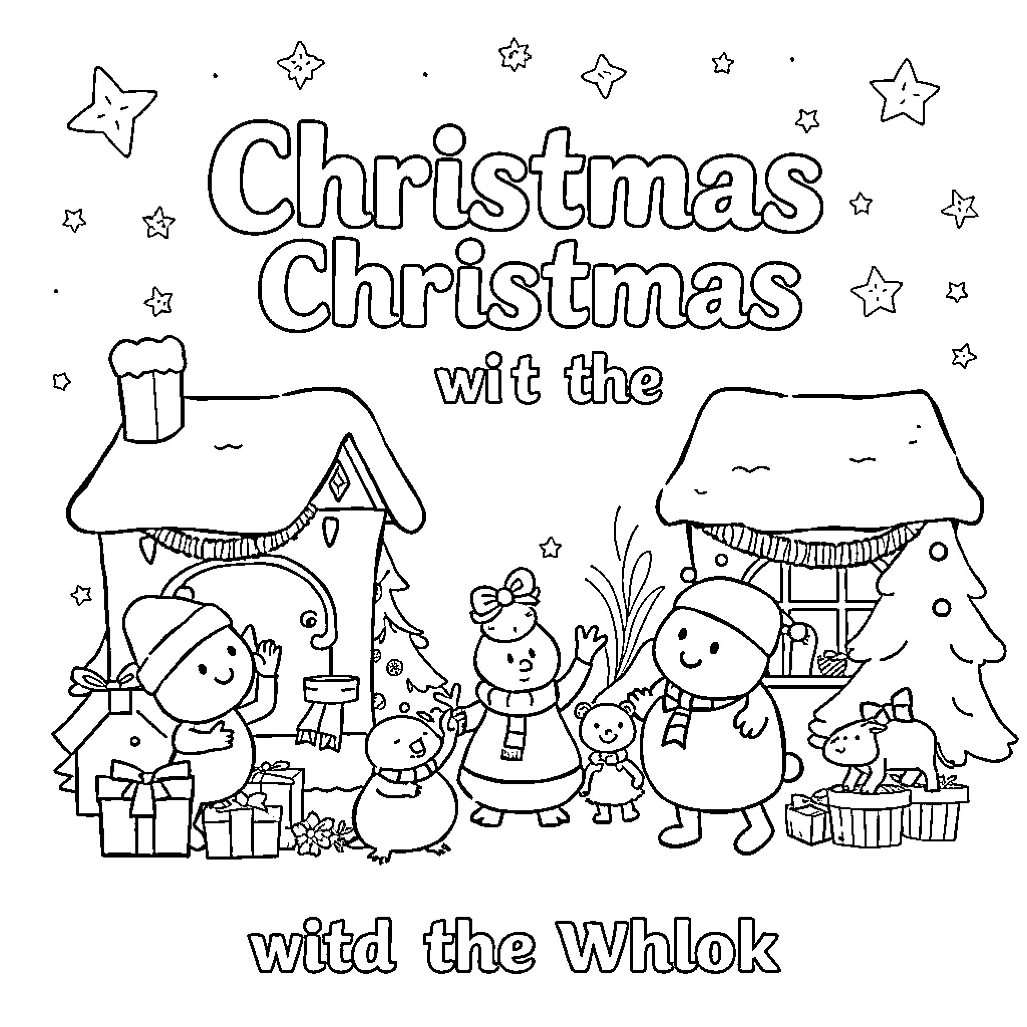 Christmas Christmas wit the wild the Wholok Coloring Page (free black-and-white line drawing printable PDF for all, from beginners to advanced learners, including children, teens, adults, and seniors)