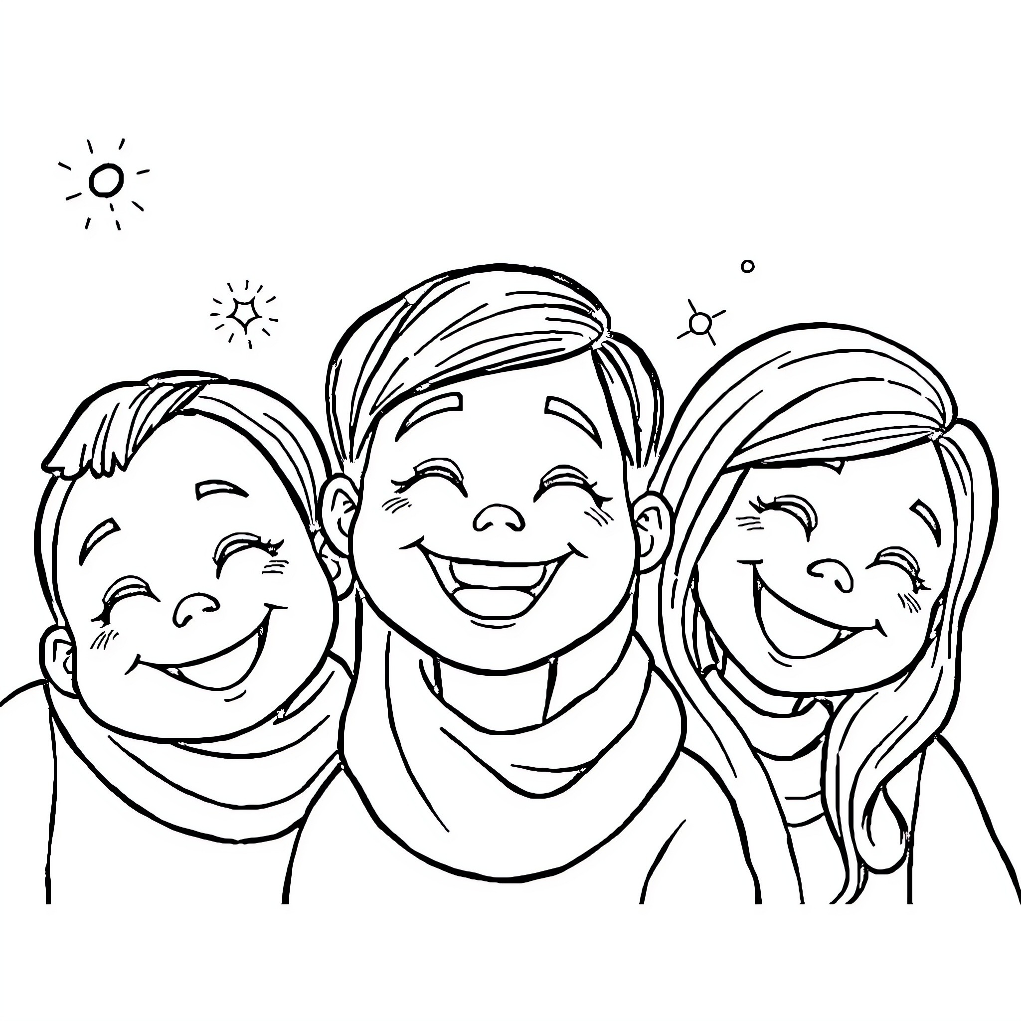Mpls friends enjoying sunny day Coloring Page (free black-and-white line drawing printable PDF for all, from beginners to advanced learners, including children, teens, adults, and seniors)
