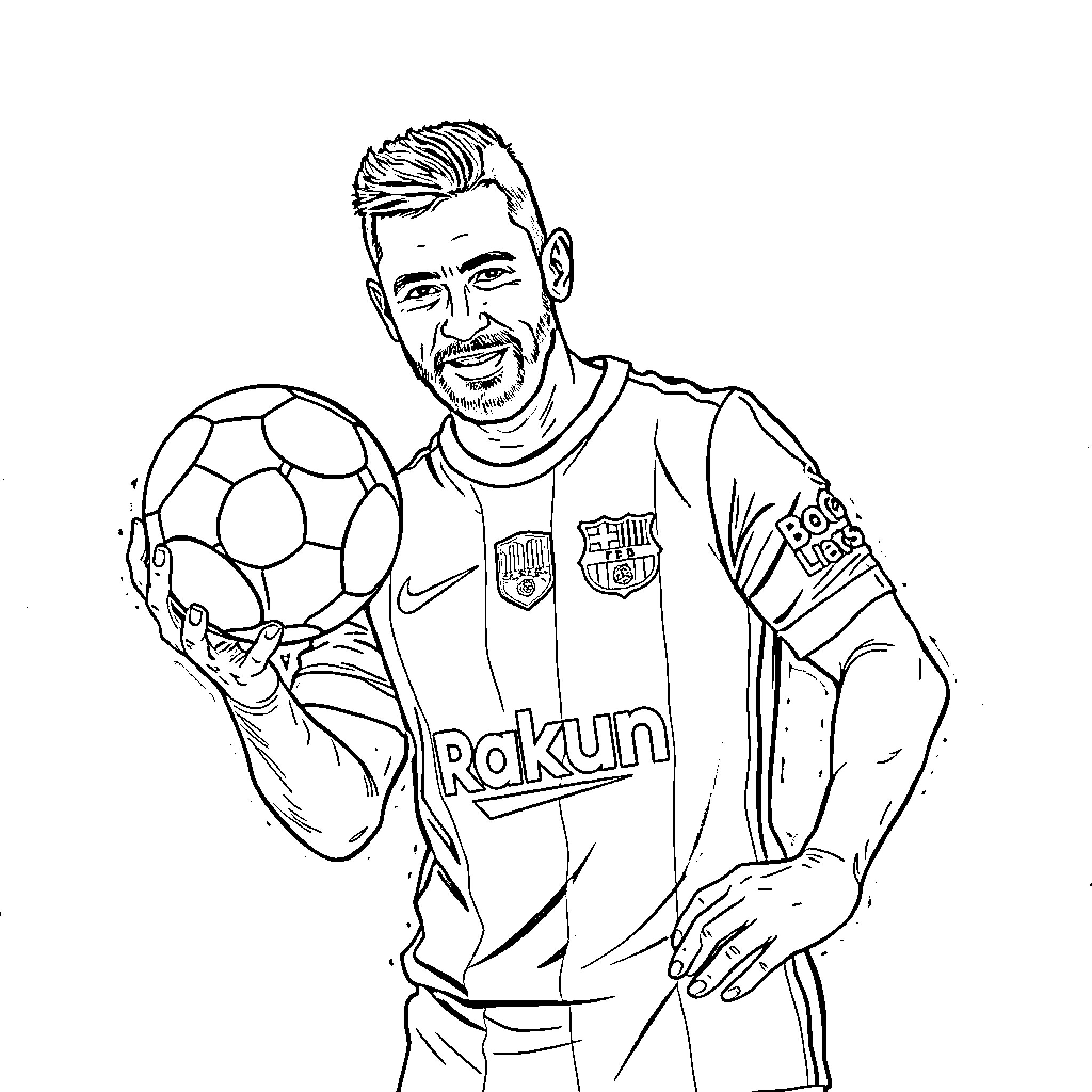 Fermin Lopez, a soccer player with a ball Coloring Page (free black-and-white line drawing printable PDF for all, from beginners to advanced learners, including children, teens, adults, and seniors)