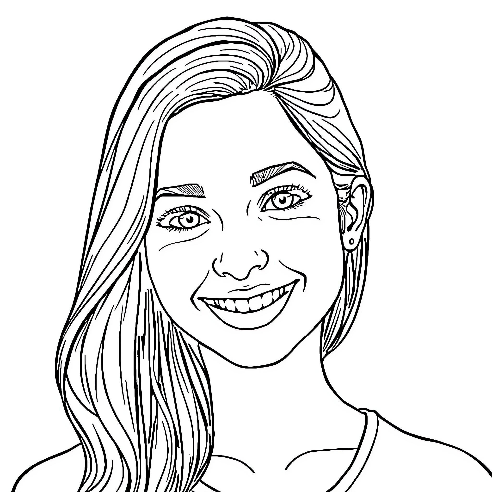 Ashley Irene King's Joyful Smile Coloring Page (free black-and-white line drawing printable PDF for all, from beginners to advanced learners, including children, teens, adults, and seniors)