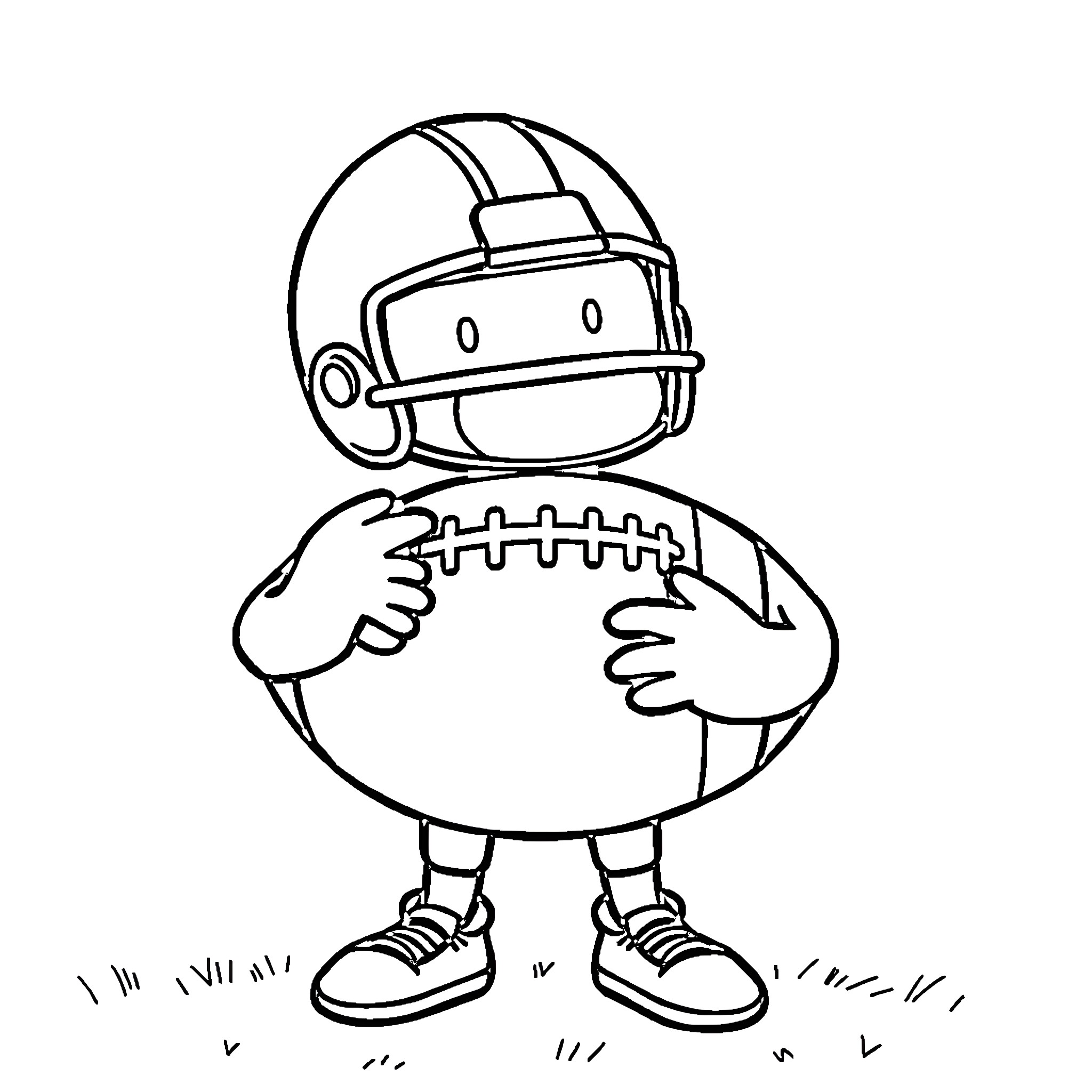 Football player holding the ball Coloring Page (free black-and-white line drawing printable PDF for all, from beginners to advanced learners, including children, teens, adults, and seniors)
