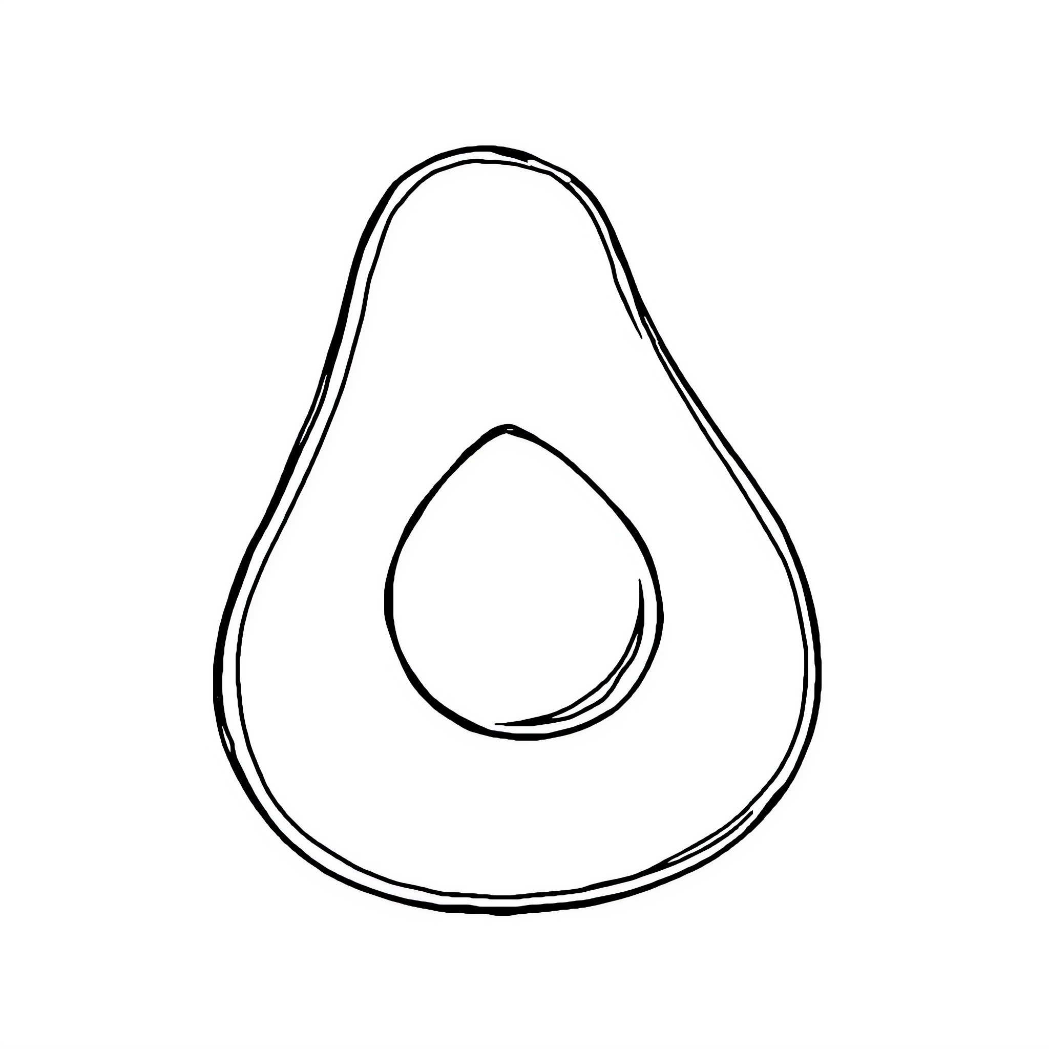 Avocado simple outline illustration Coloring Page (free black-and-white line drawing printable PDF for all, from beginners to advanced learners, including children, teens, adults, and seniors)