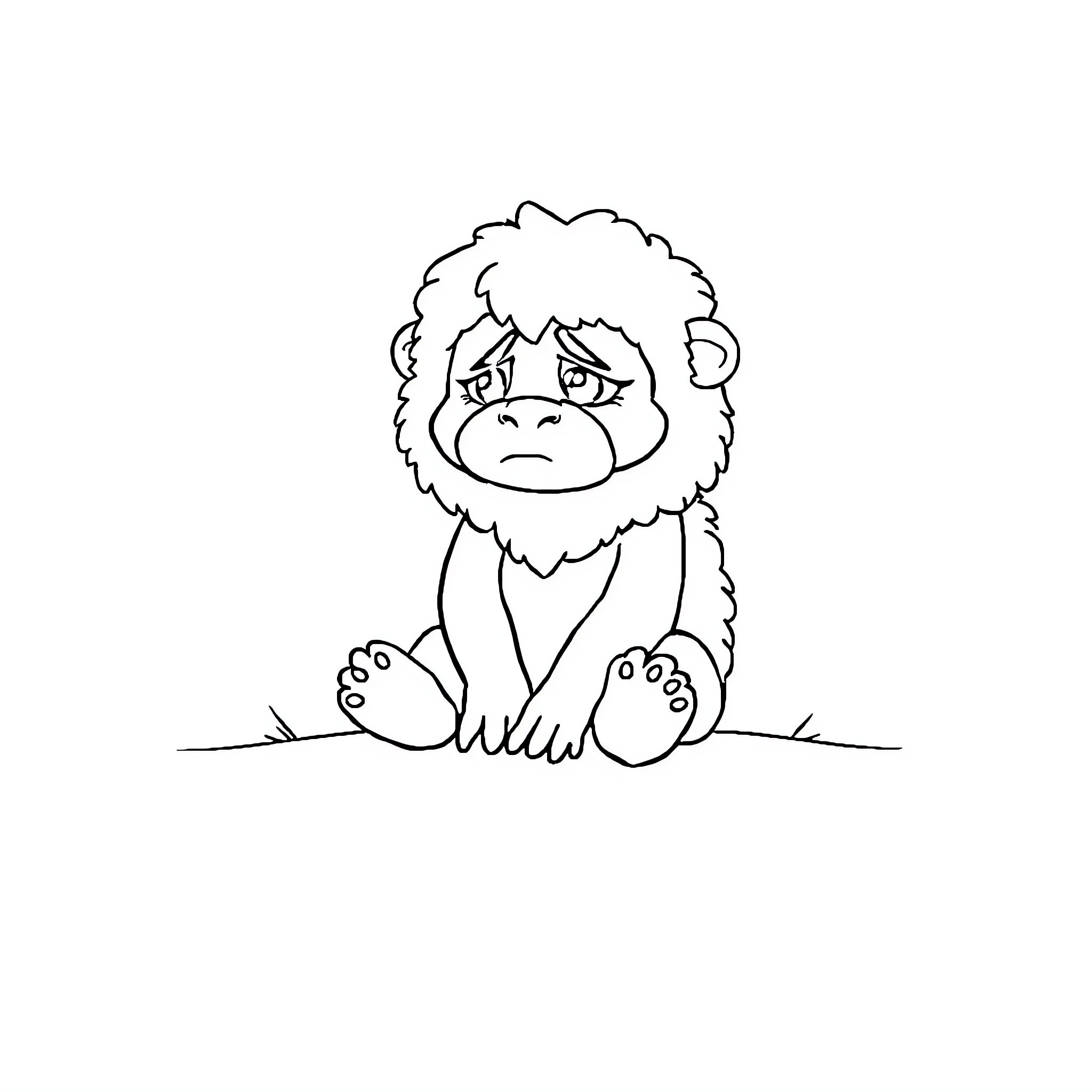 Labubu the Grumpy Yeti Figure Coloring Page (free black-and-white line drawing printable PDF for all, from beginners to advanced learners, including children, teens, adults, and seniors)