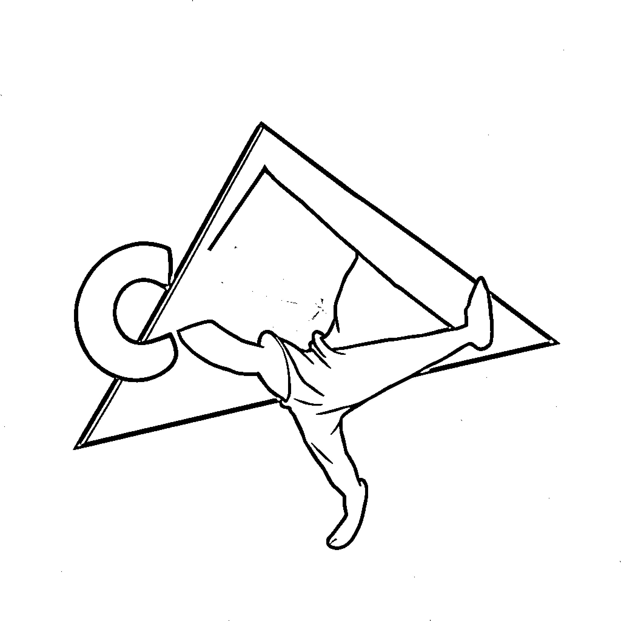 Triangle figure performs acrobatic pose Coloring Page (free black-and-white line drawing printable PDF for all, from beginners to advanced learners, including children, teens, adults, and seniors)
