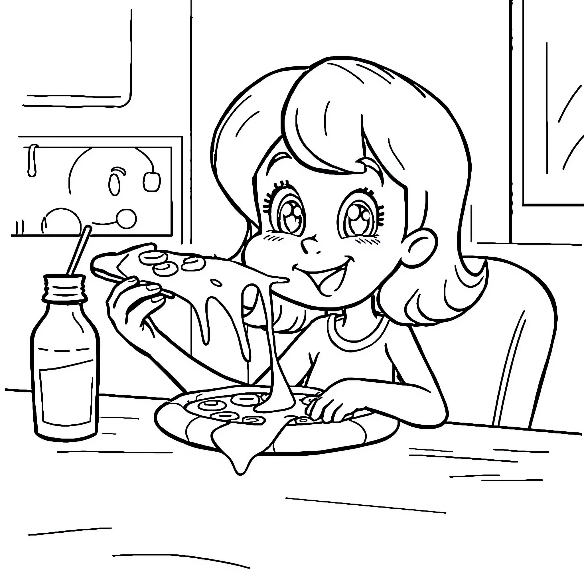 Gabby Enjoys a Tasty Snack Coloring Page (free black-and-white line drawing printable PDF for all, from beginners to advanced learners, including children, teens, adults, and seniors)