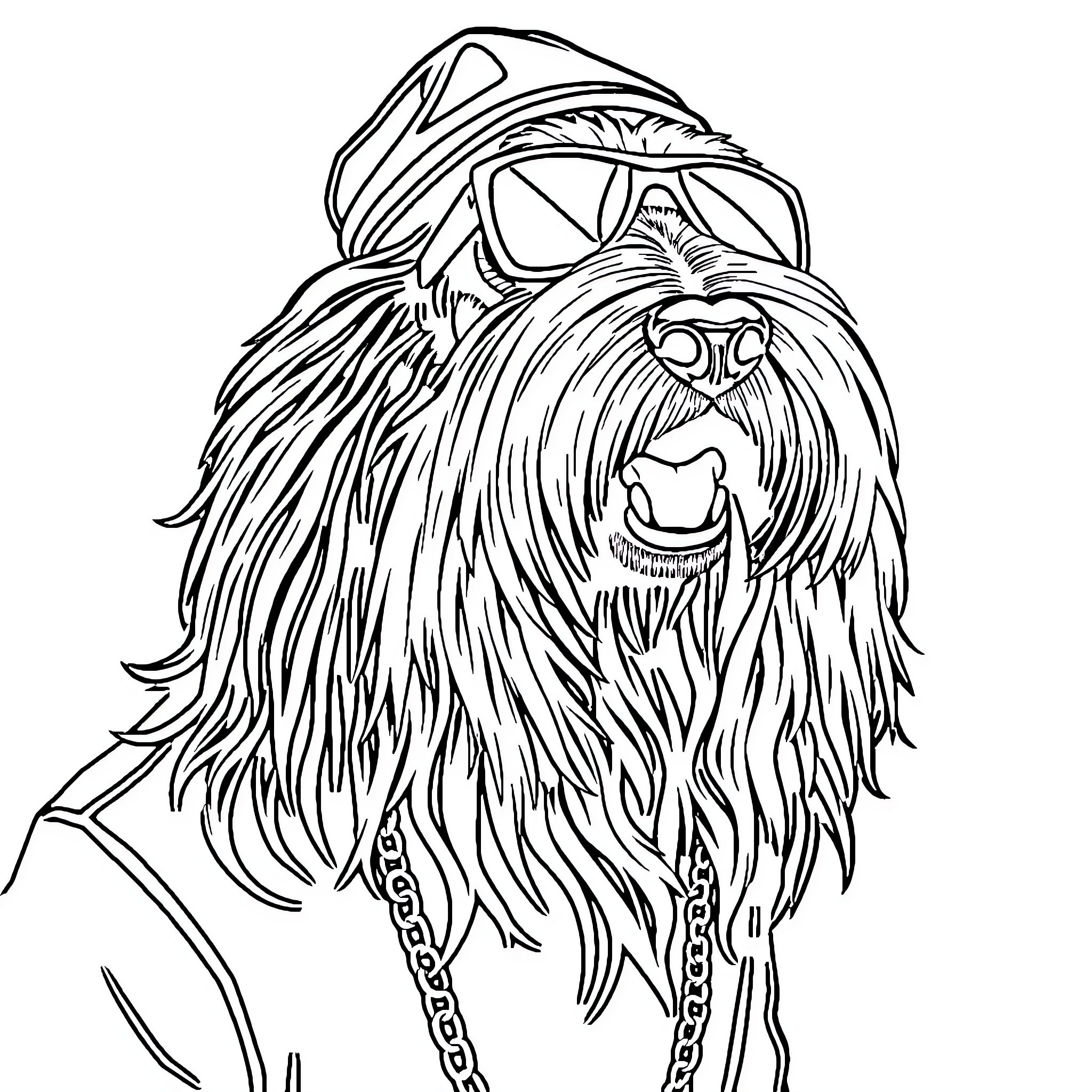 Dog wearing scuba diving gear Coloring Page (free black-and-white line drawing printable PDF for all, from beginners to advanced learners, including children, teens, adults, and seniors)