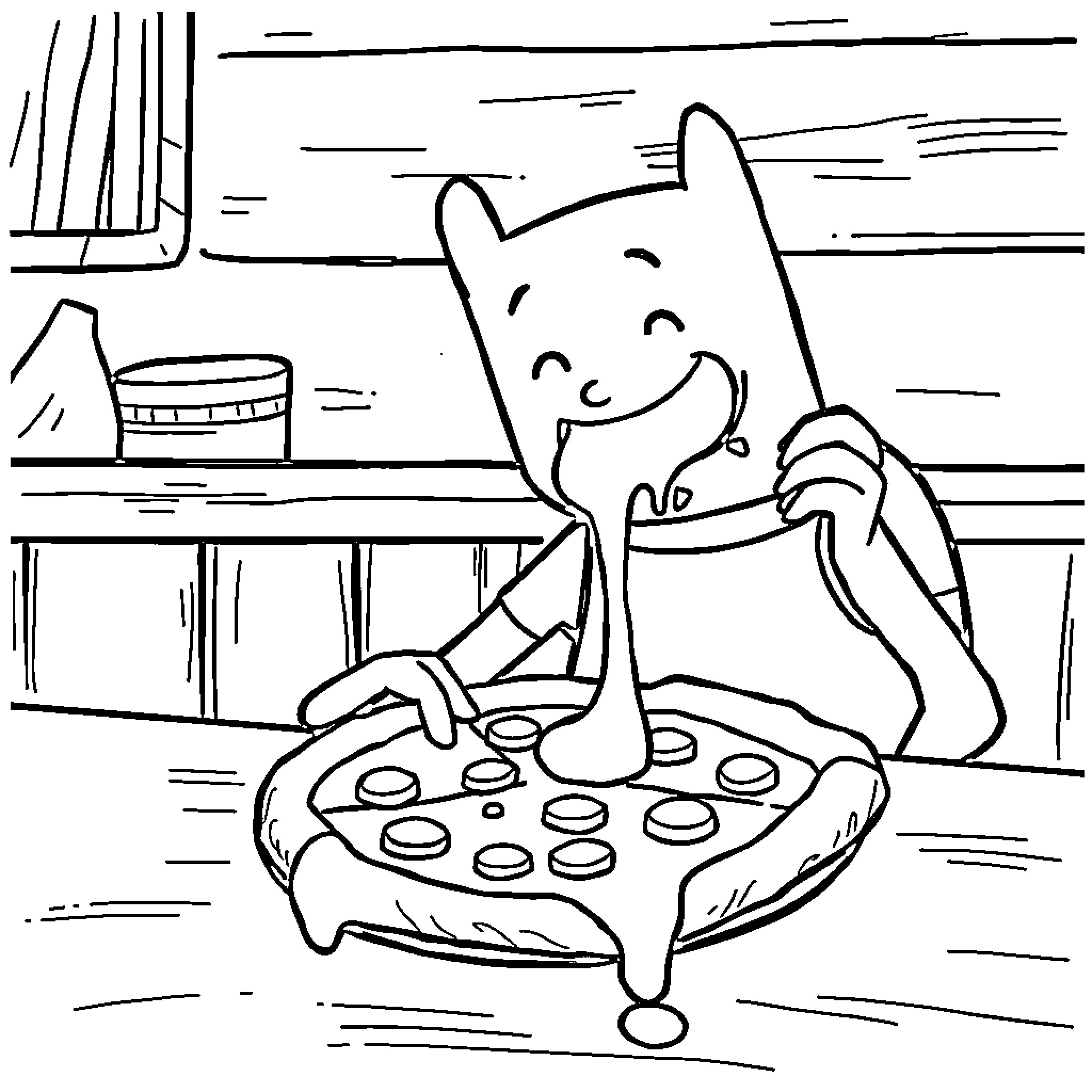 Finn playing video games happily at home Coloring Page (free black-and-white line drawing printable PDF for all, from beginners to advanced learners, including children, teens, adults, and seniors)