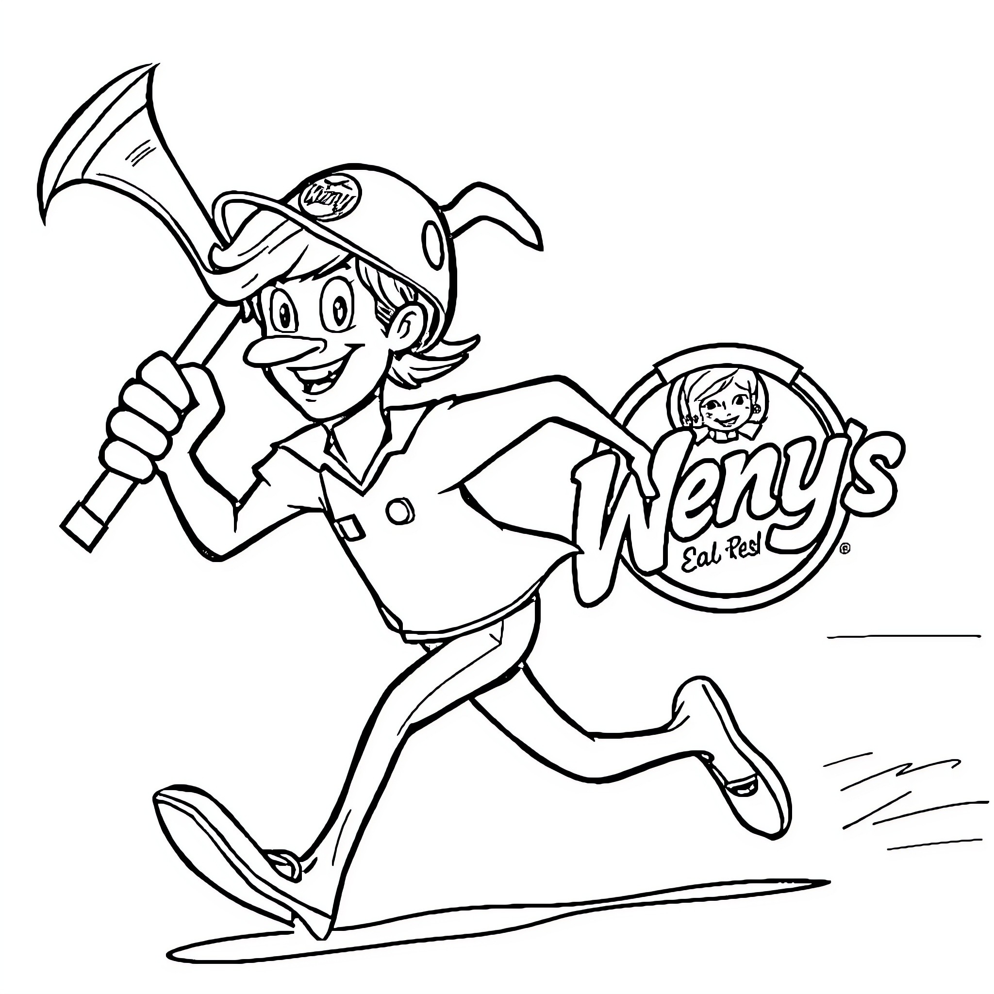 Hatchetman Wielding Hatchet on the Run Coloring Page (free black-and-white line drawing printable PDF for all, from beginners to advanced learners, including children, teens, adults, and seniors)