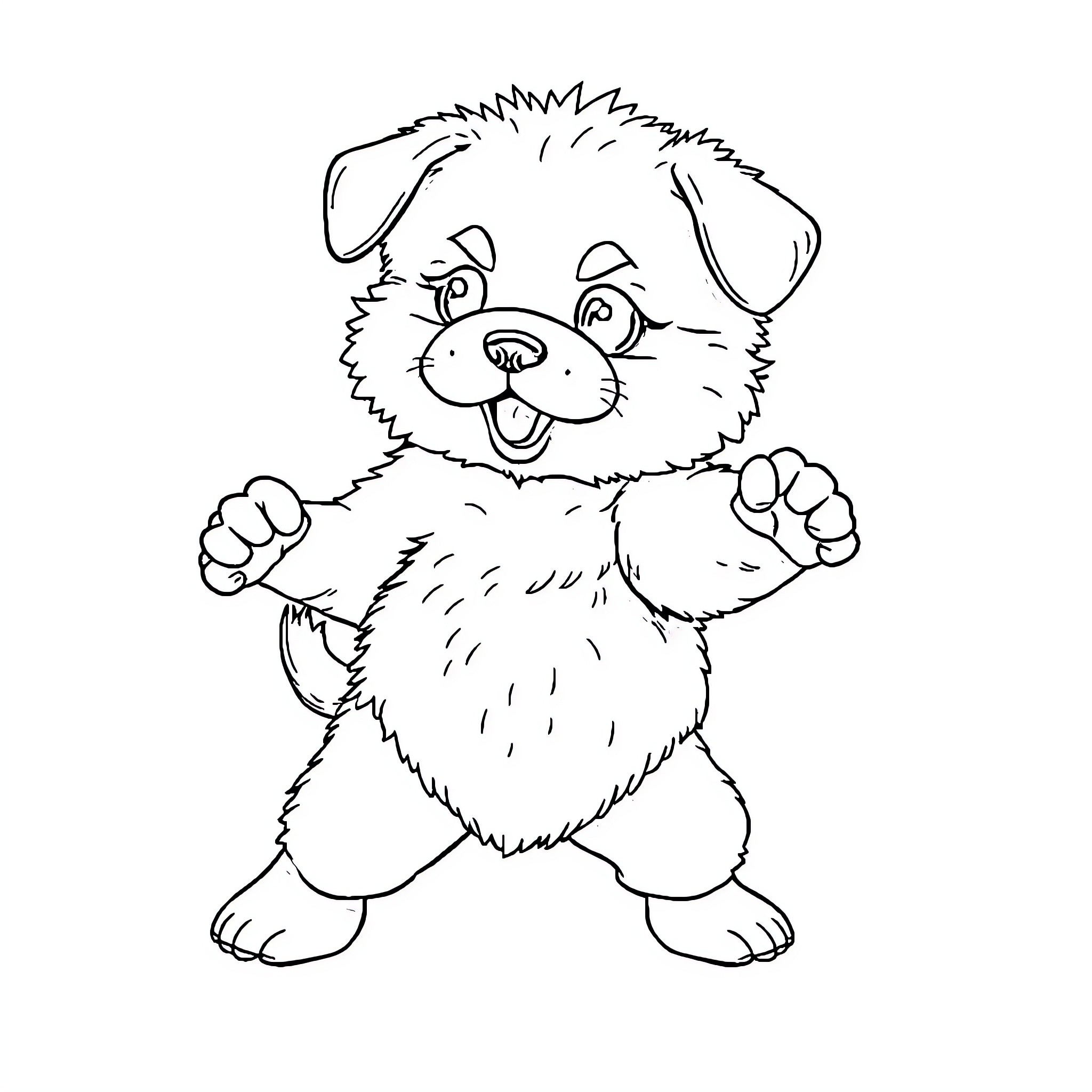 Puppy playing joyfully Coloring Page (free black-and-white line drawing printable PDF for all, from beginners to advanced learners, including children, teens, adults, and seniors)