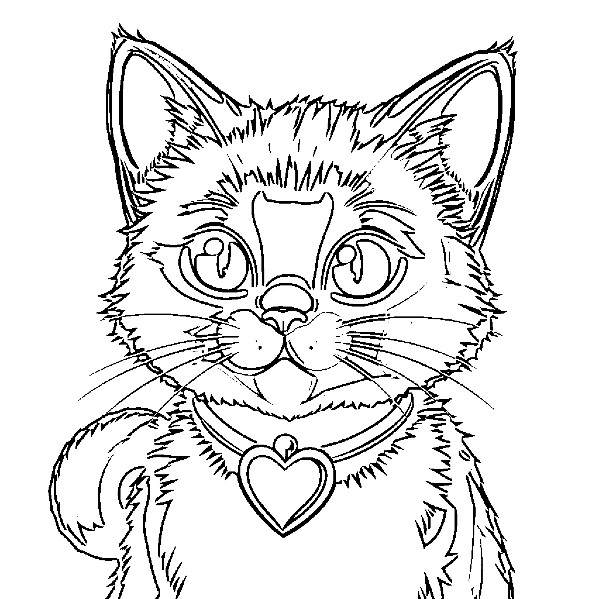 Kuromi's Whimsical Cat Expression Coloring Page (free black-and-white line drawing printable PDF for all, from beginners to advanced learners, including children, teens, adults, and seniors)
