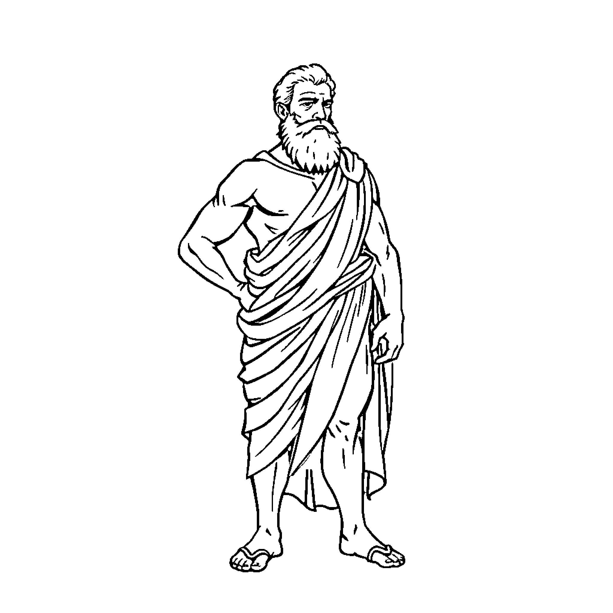 Brutus, the contemplative Roman statesman Coloring Page (free black-and-white line drawing printable PDF for all, from beginners to advanced learners, including children, teens, adults, and seniors)