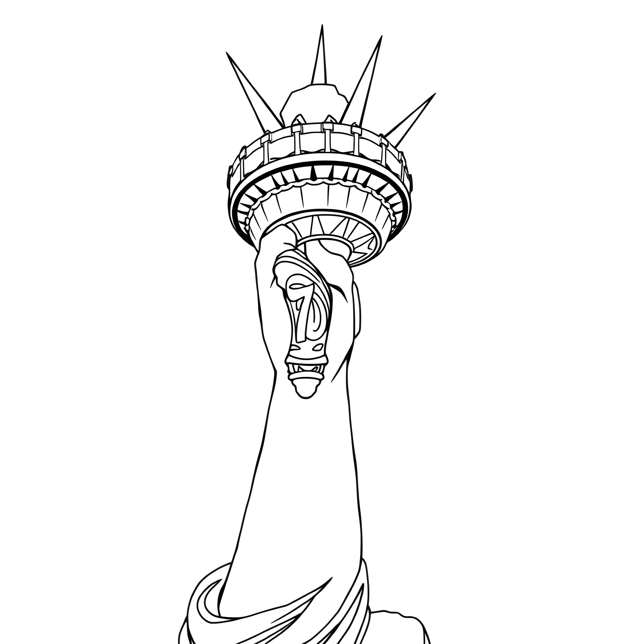 Statue Of Liberty with Detailed Architectural Design Coloring Page (free black-and-white line drawing printable PDF for all, from beginners to advanced learners, including children, teens, adults, and seniors)