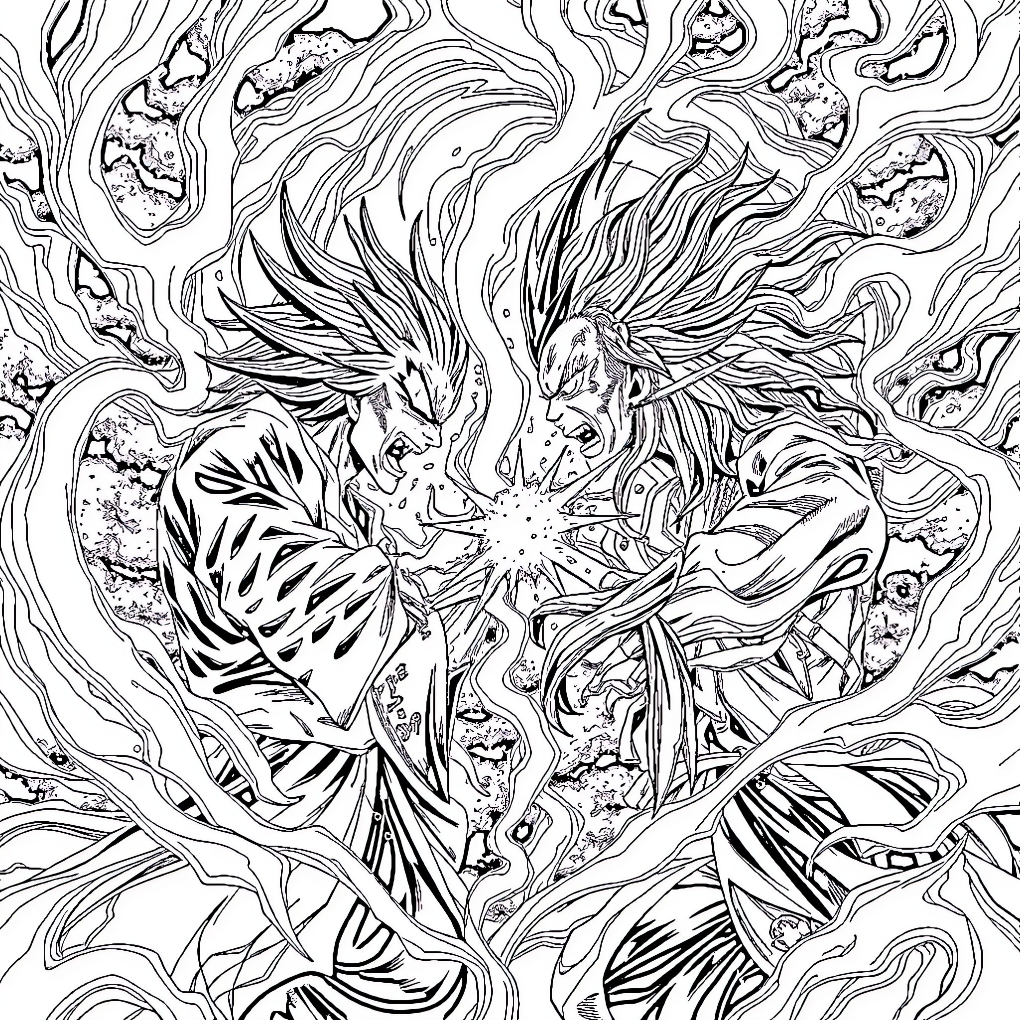 Satoru Gojo's Powerful Spiritual Manifestation Coloring Page (free black-and-white line drawing printable PDF for all, from beginners to advanced learners, including children, teens, adults, and seniors)