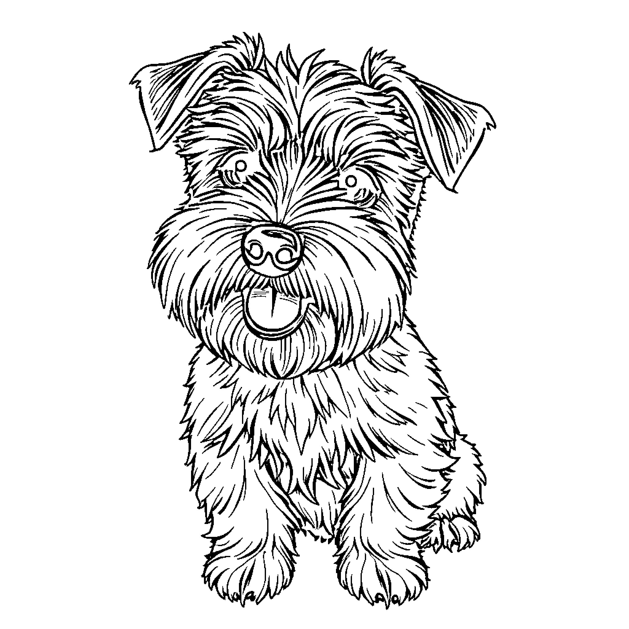 Schnauzer puppy with a happy, playful expression Coloring Page (free black-and-white line drawing printable PDF for all, from beginners to advanced learners, including children, teens, adults, and seniors)