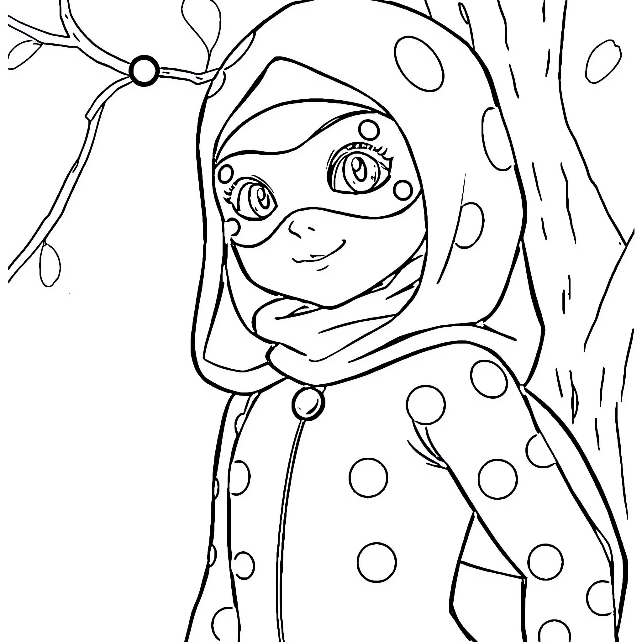 Ladybug exploring the natural world Coloring Page (free black-and-white line drawing printable PDF for all, from beginners to advanced learners, including children, teens, adults, and seniors)