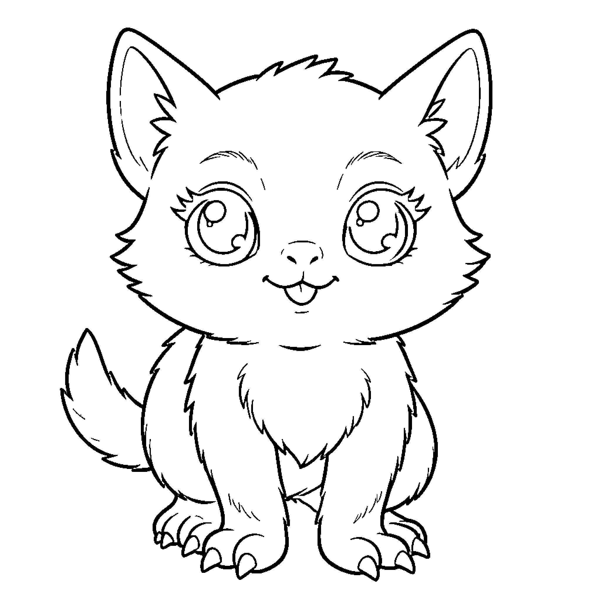 Evoli cute cartoon animal character Coloring Page (free black-and-white line drawing printable PDF for all, from beginners to advanced learners, including children, teens, adults, and seniors)