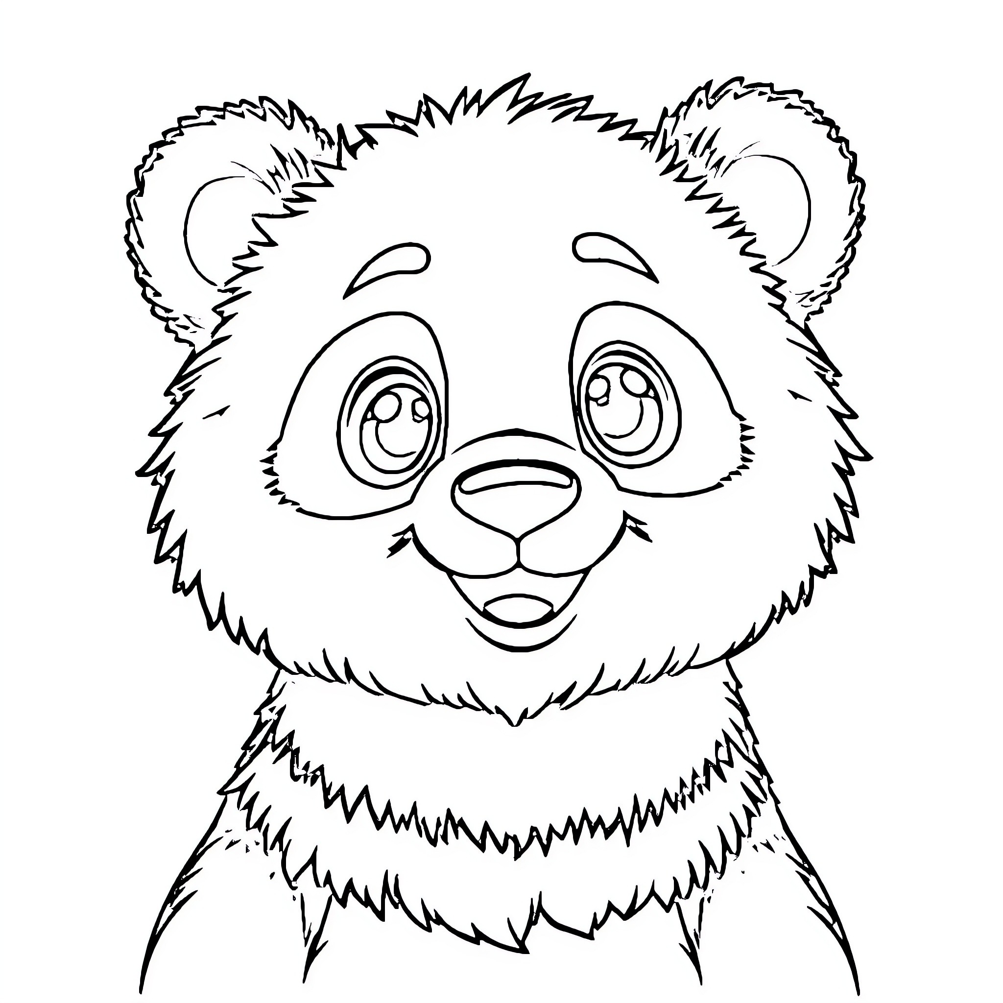 Panda Expressing Delight and Excitement Coloring Page (free black-and-white line drawing printable PDF for all, from beginners to advanced learners, including children, teens, adults, and seniors)