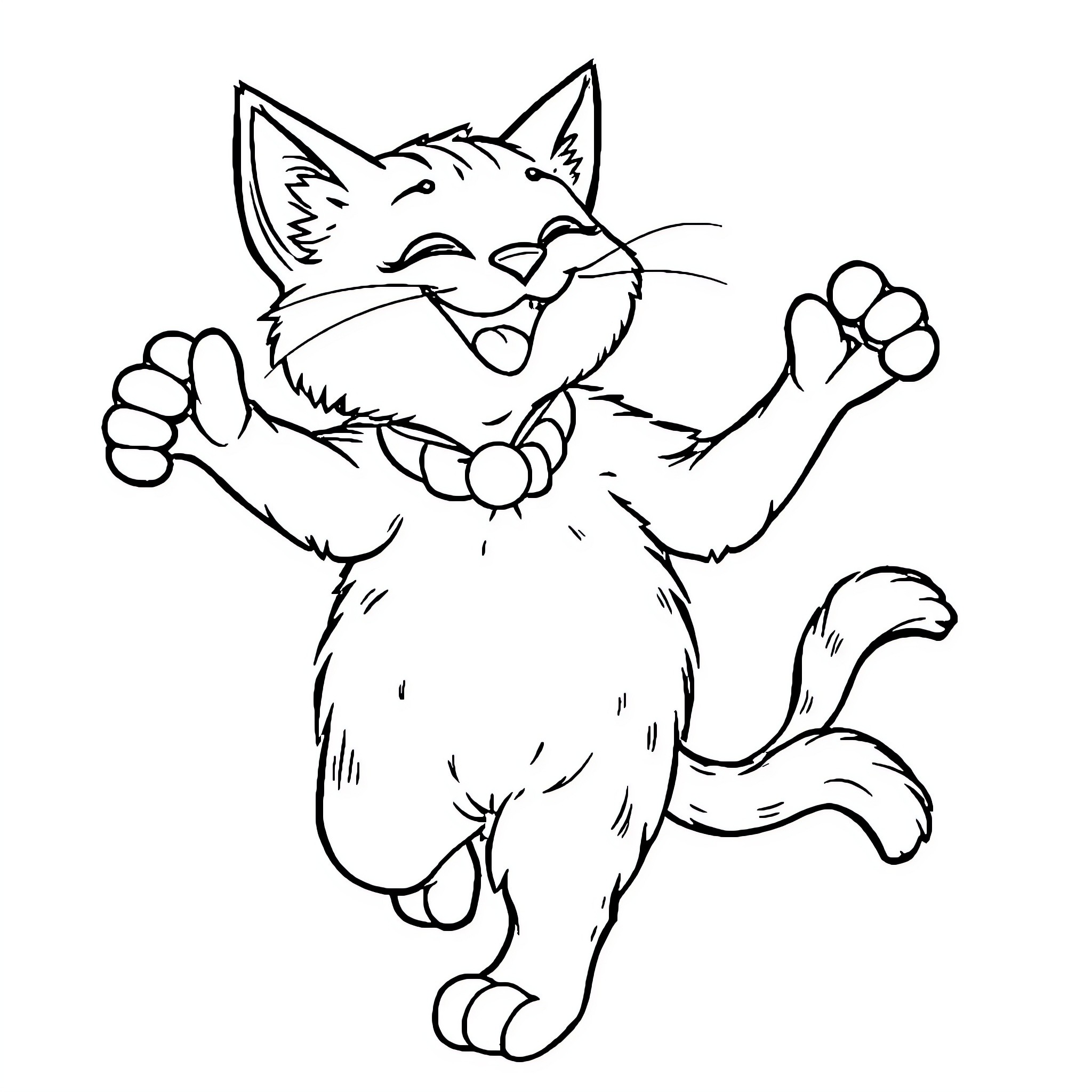 Chat with a Playful Kitten Coloring Page (free black-and-white line drawing printable PDF for all, from beginners to advanced learners, including children, teens, adults, and seniors)