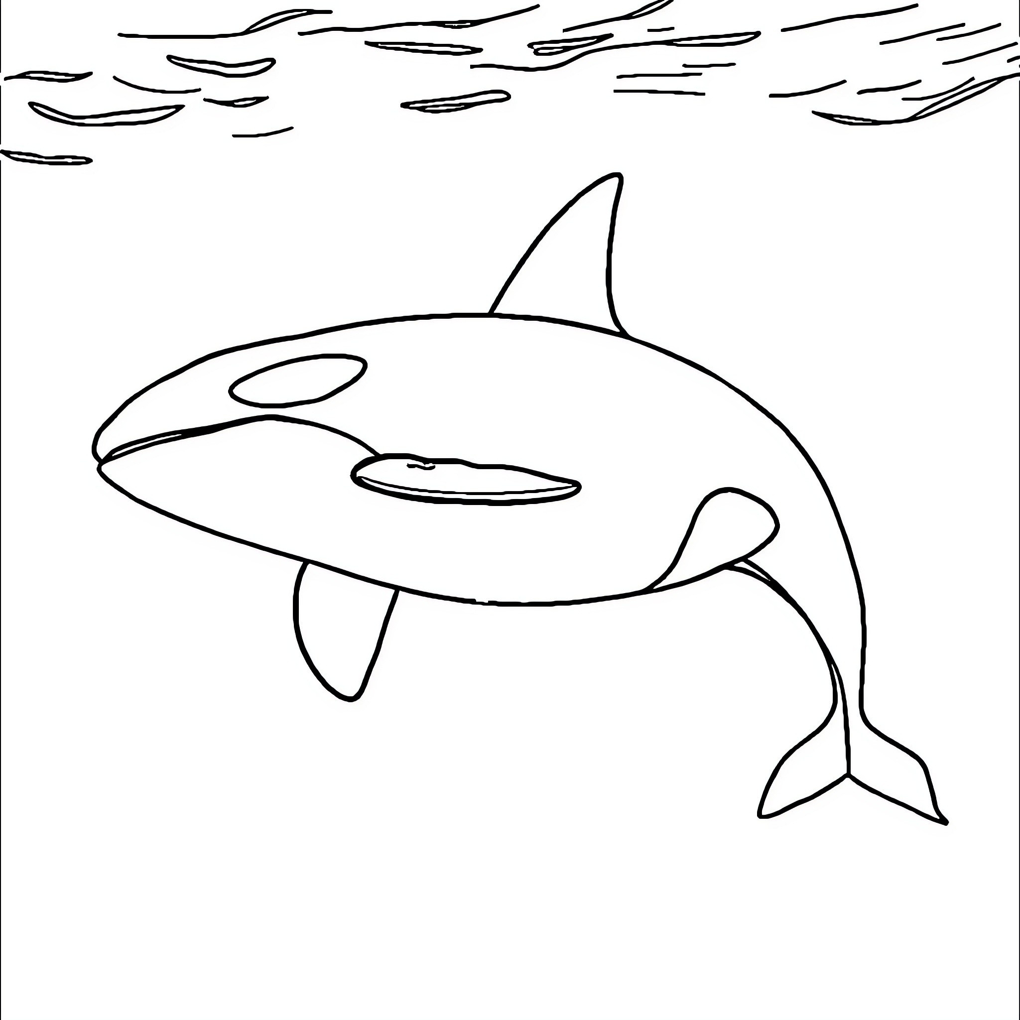 Orca swimming gracefully in the ocean Coloring Page (free black-and-white line drawing printable PDF for all, from beginners to advanced learners, including children, teens, adults, and seniors)