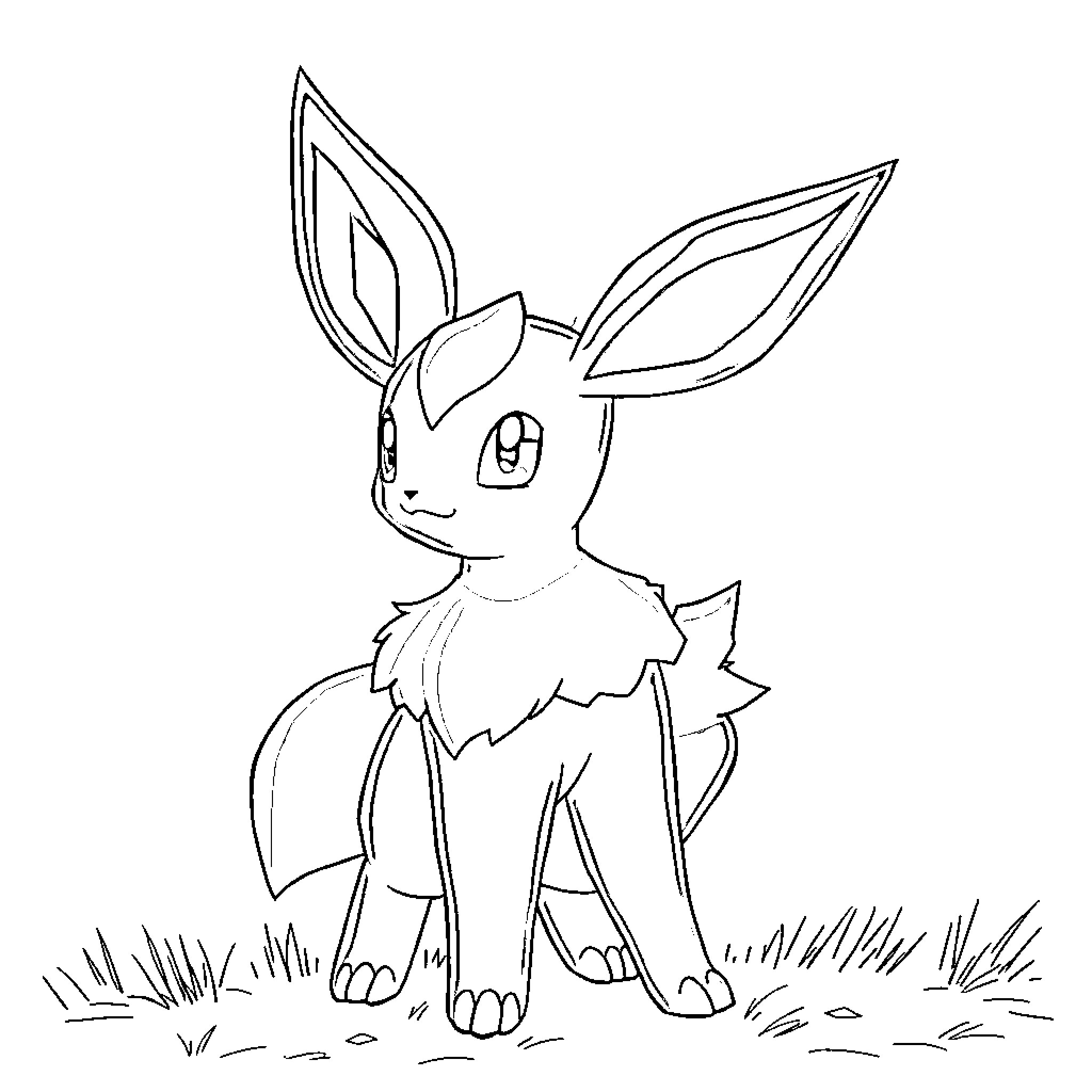 Umbreon exploring the outdoors happily Coloring Page (free black-and-white line drawing printable PDF for all, from beginners to advanced learners, including children, teens, adults, and seniors)