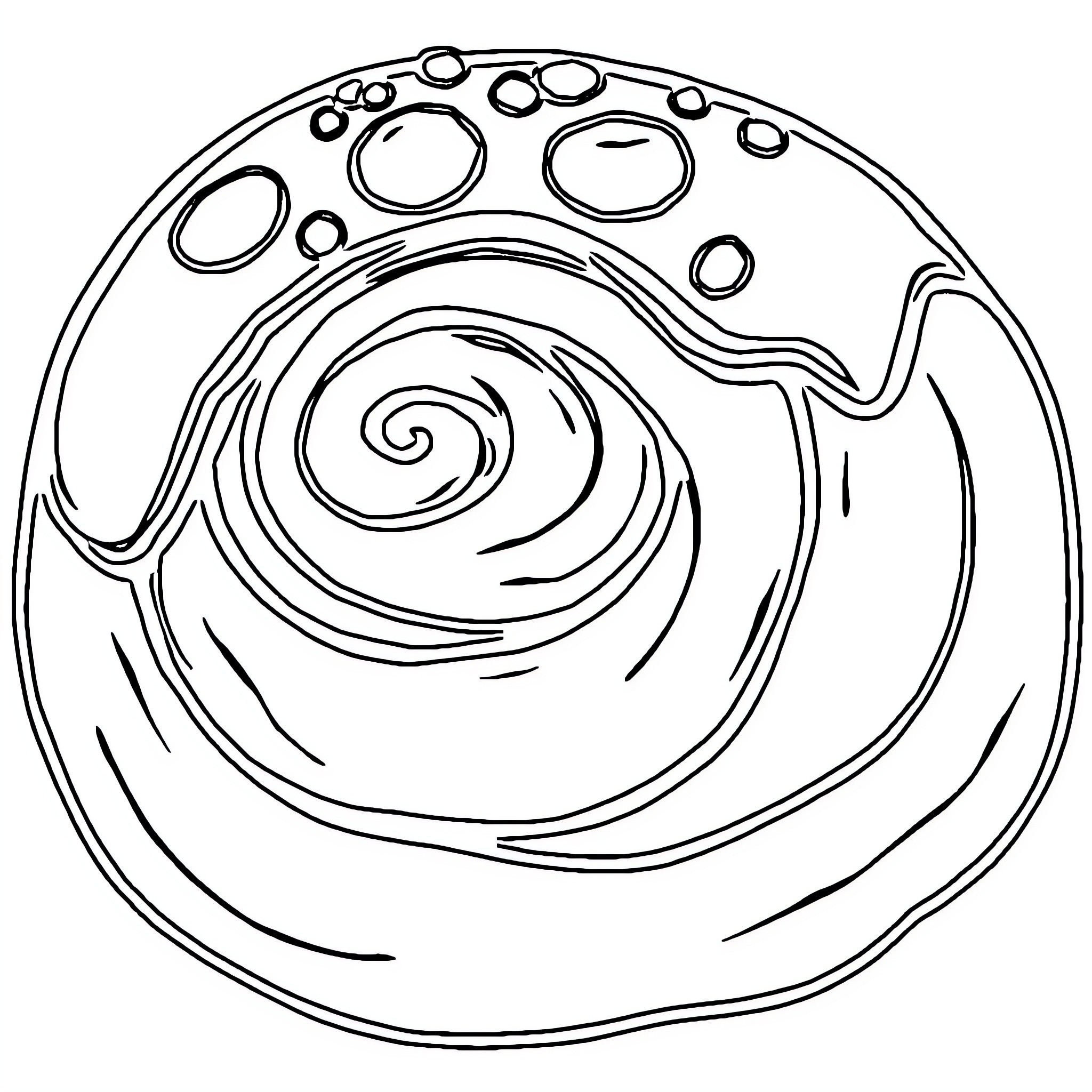 Cinnamonroll swirling with spirals and circles Coloring Page (free black-and-white line drawing printable PDF for all, from beginners to advanced learners, including children, teens, adults, and seniors)