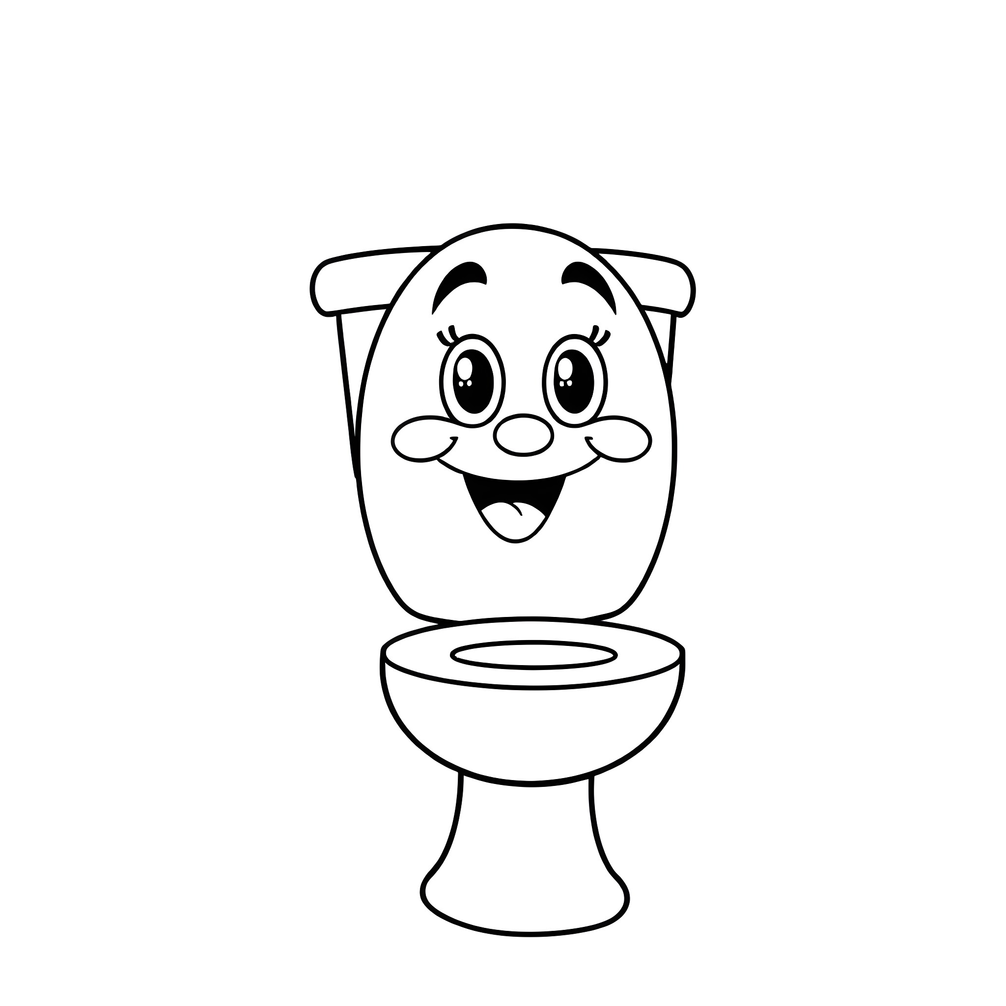 Skibidi Toilet with Cheerful Expression Coloring Page (free black-and-white line drawing printable PDF for all, from beginners to advanced learners, including children, teens, adults, and seniors)