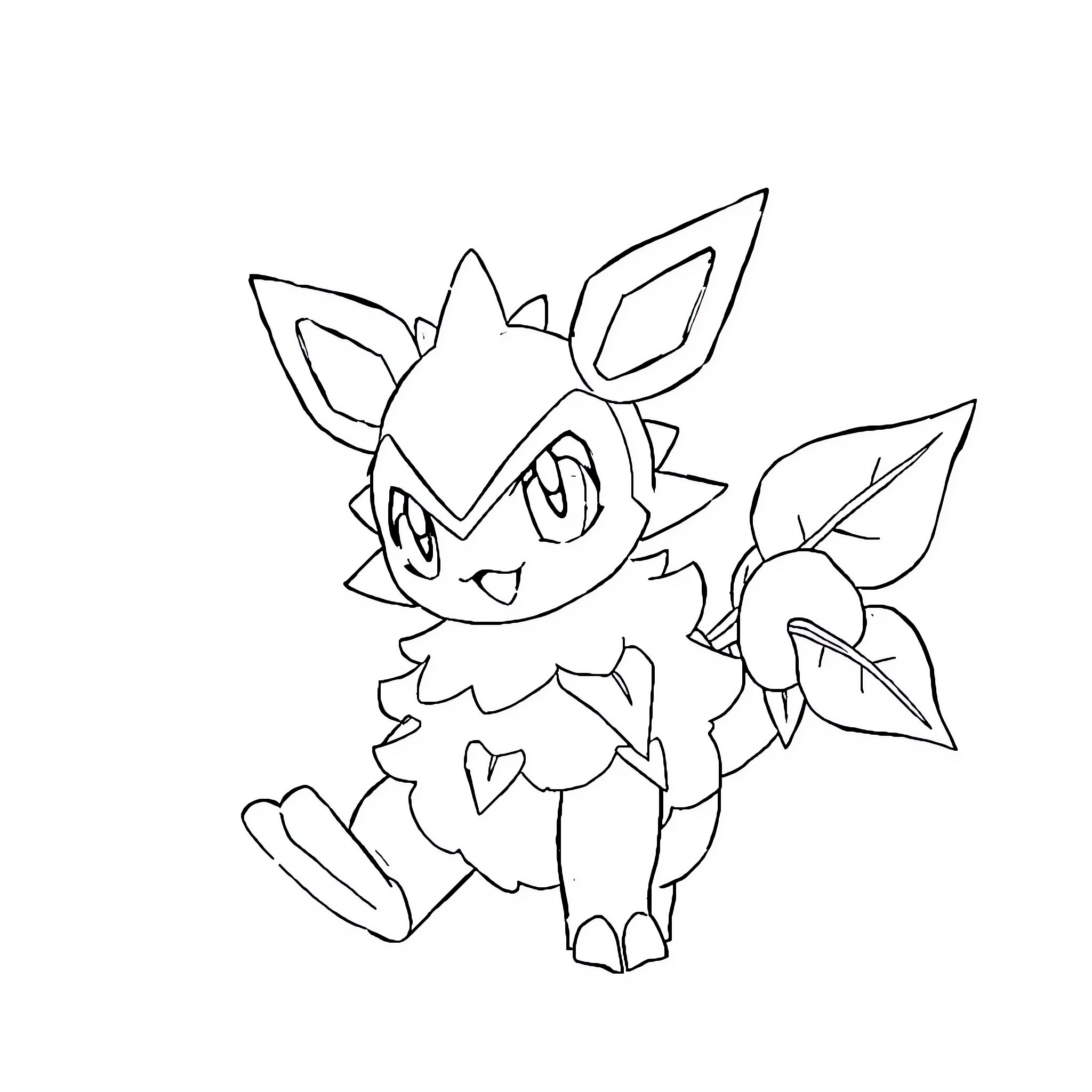 Rondoudou posing playfully with pointed features Coloring Page (free black-and-white line drawing printable PDF for all, from beginners to advanced learners, including children, teens, adults, and seniors)