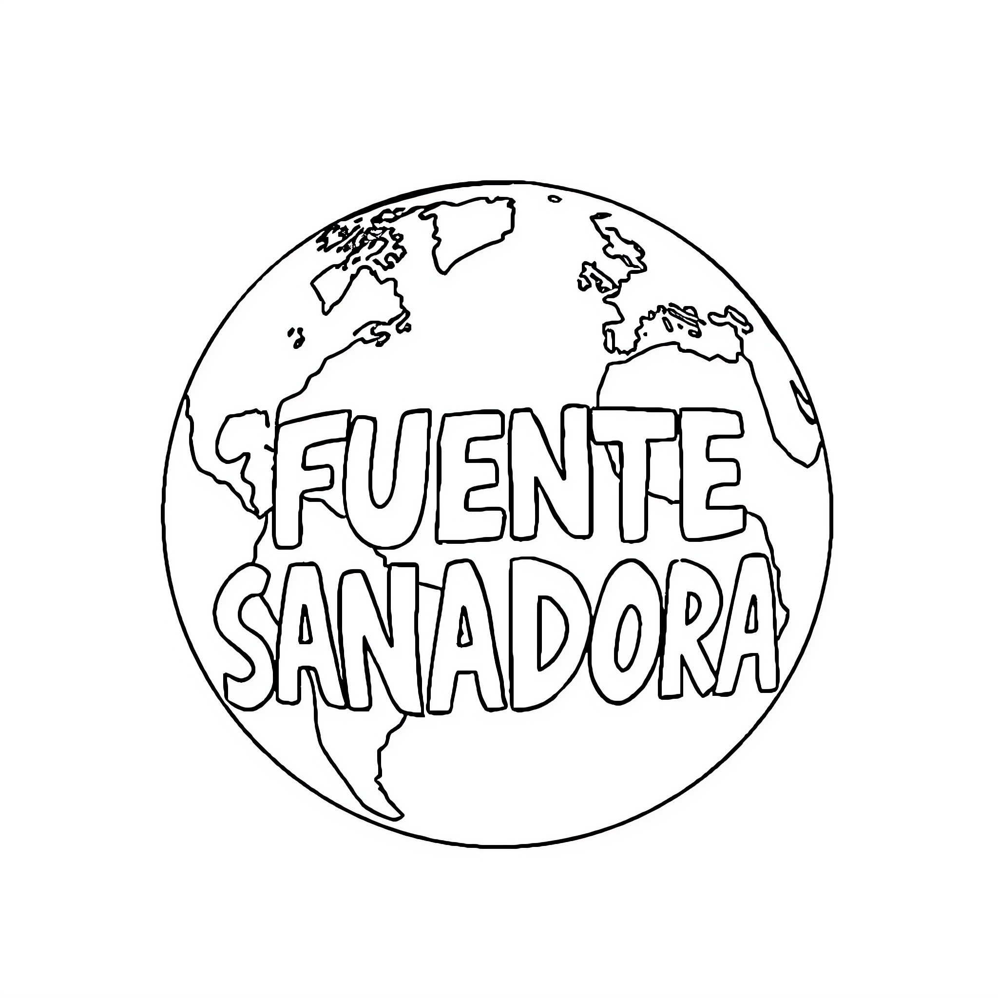 Mundo Fuente sanadora Coloring Page (free black-and-white line drawing printable PDF for all, from beginners to advanced learners, including children, teens, adults, and seniors)