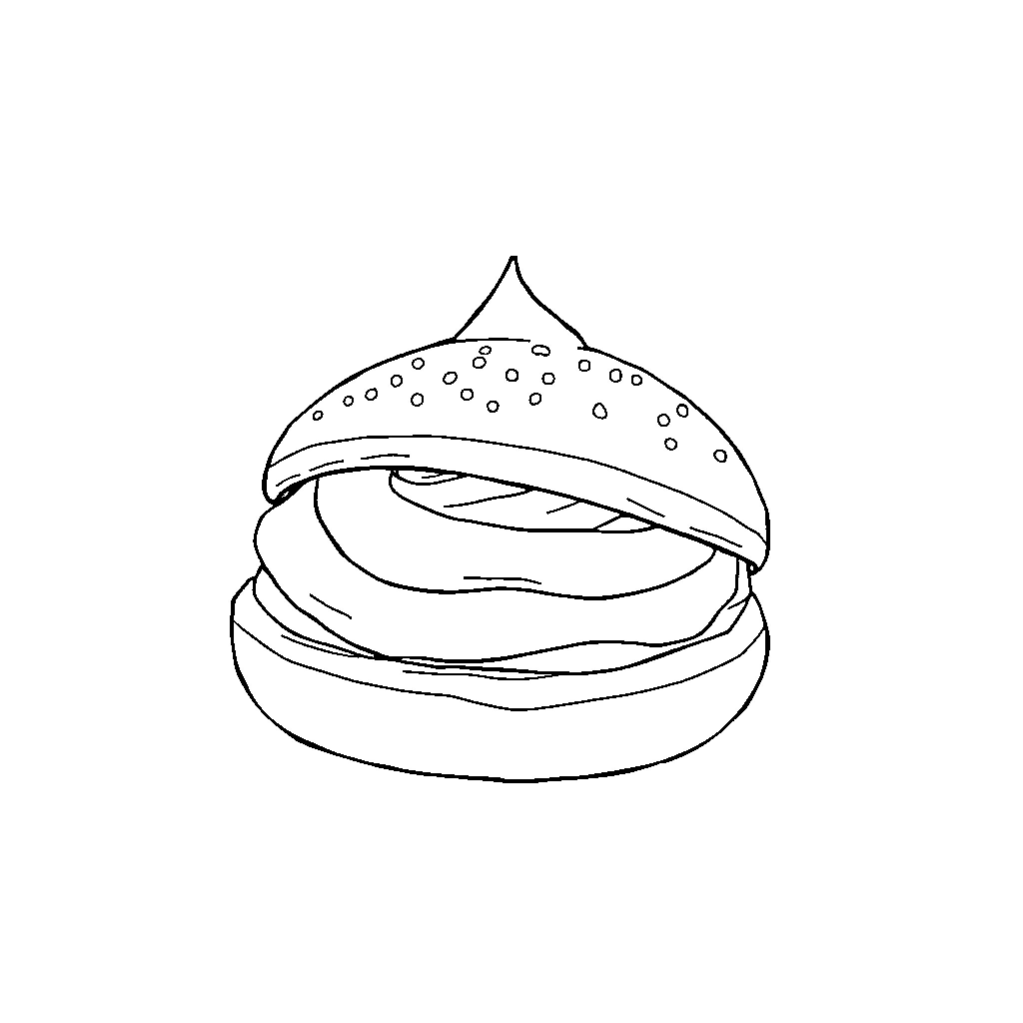 Chouquette with intricate pastry details Coloring Page (free black-and-white line drawing printable PDF for all, from beginners to advanced learners, including children, teens, adults, and seniors)