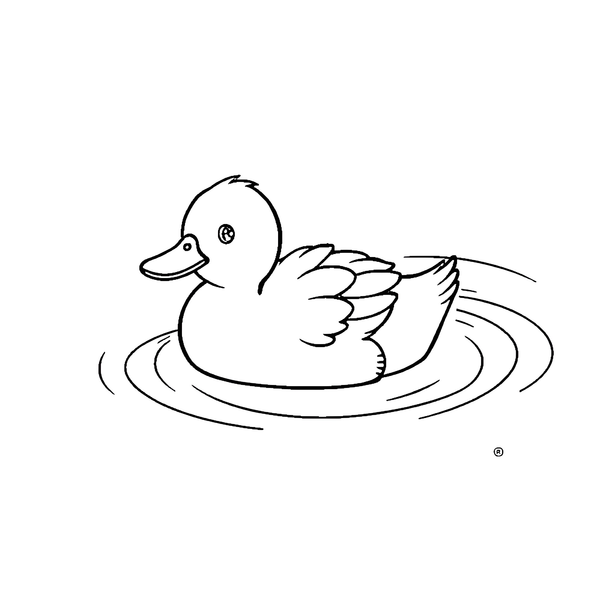 Duck swimming in the water Coloring Page (free black-and-white line drawing printable PDF for all, from beginners to advanced learners, including children, teens, adults, and seniors)