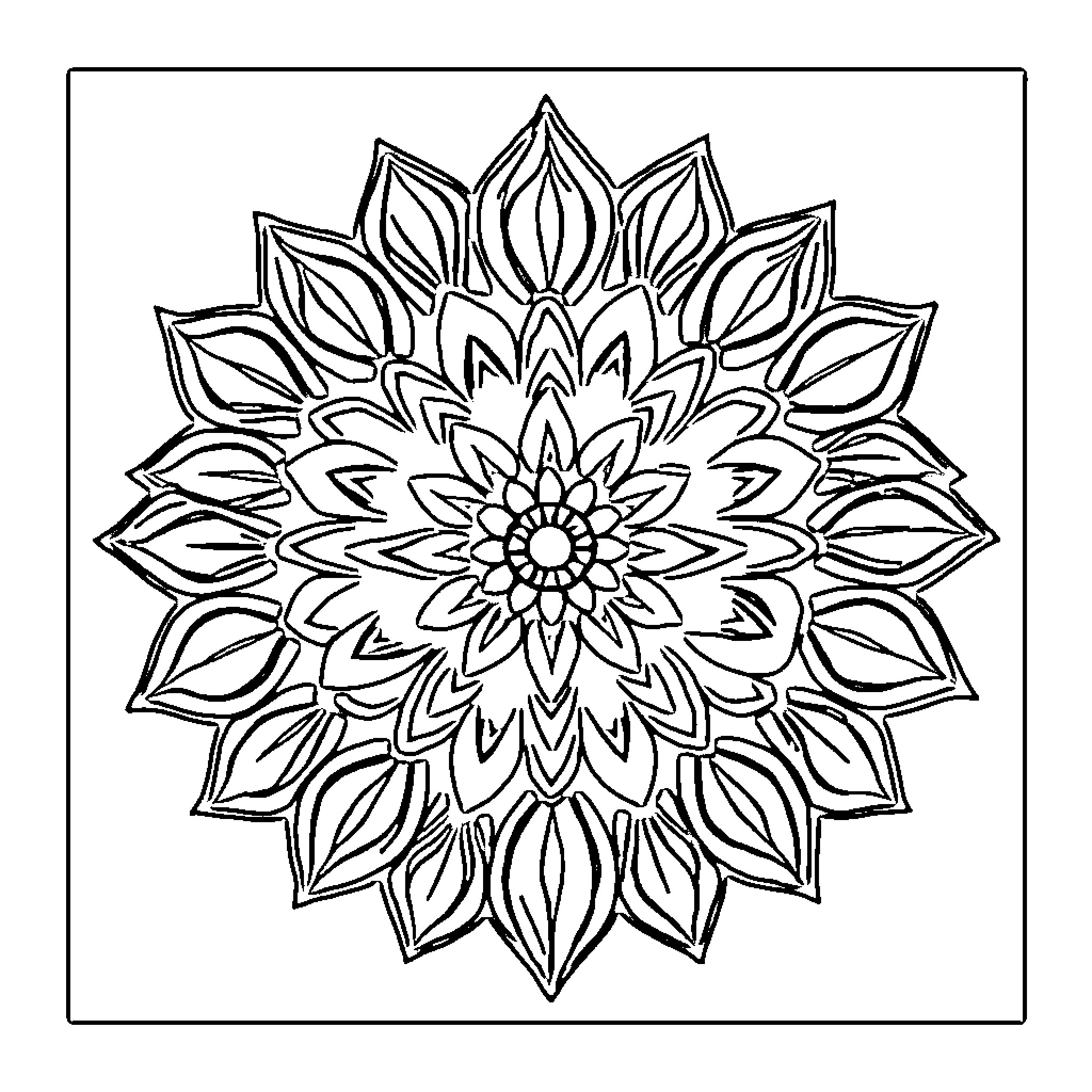 Mandalas - Intricate Floral Design Coloring Page (free black-and-white line drawing printable PDF for all, from beginners to advanced learners, including children, teens, adults, and seniors)