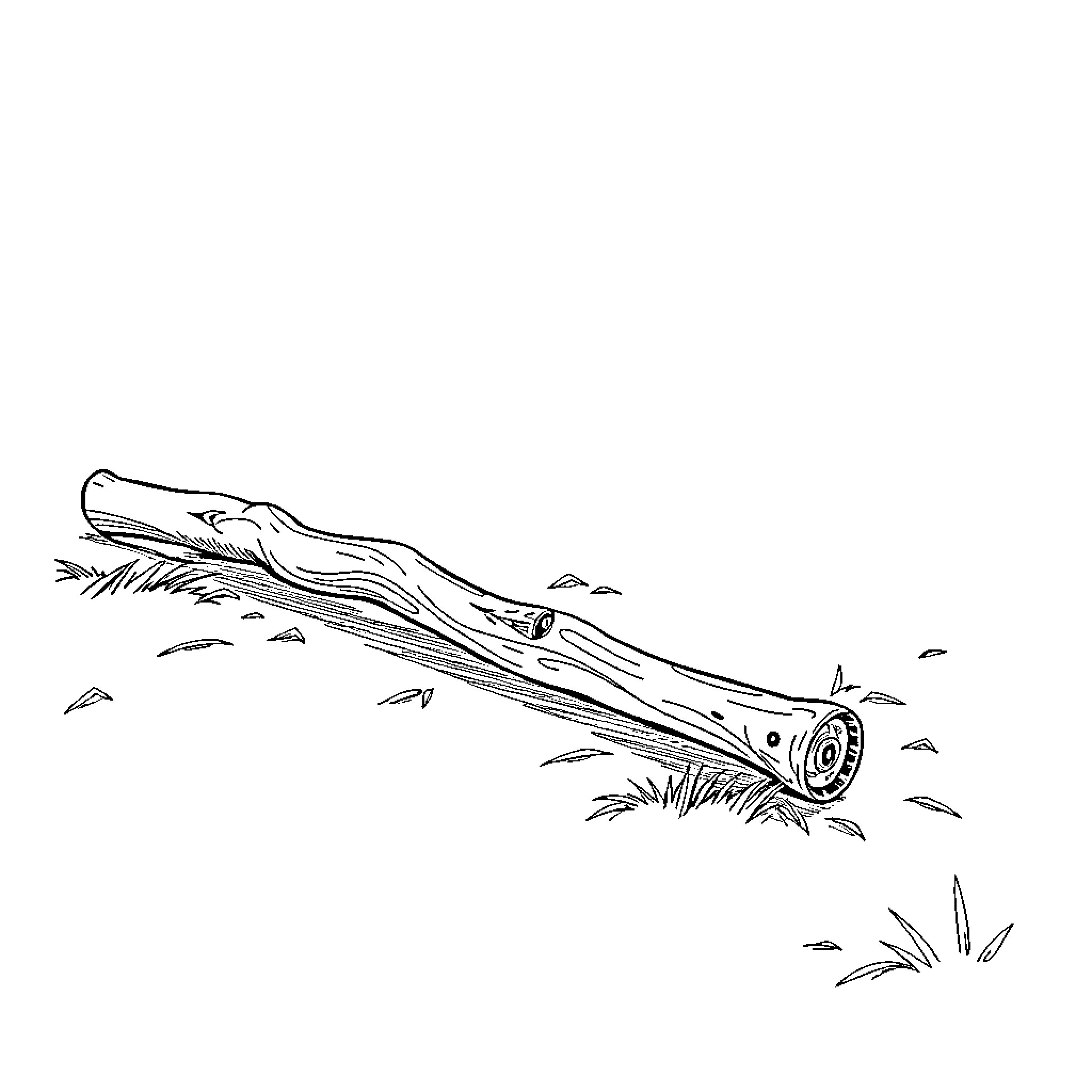 Stick figure sliding down a wooden log Coloring Page (free black-and-white line drawing printable PDF for all, from beginners to advanced learners, including children, teens, adults, and seniors)