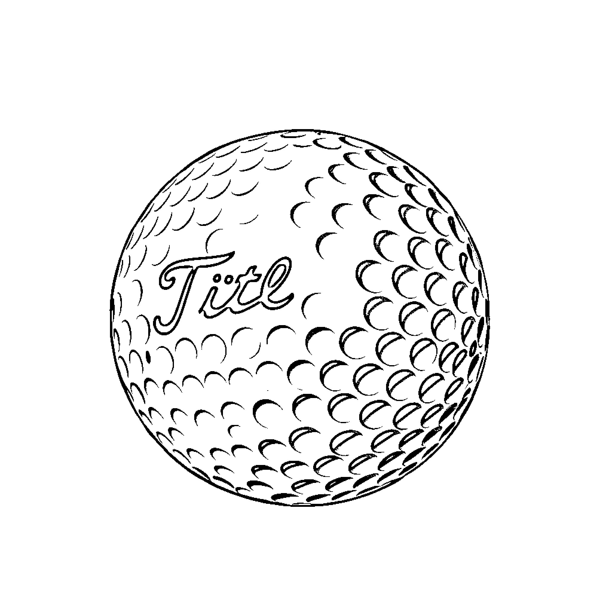 Golf Ball with Intricate Dimple Pattern Coloring Page (free black-and-white line drawing printable PDF for all, from beginners to advanced learners, including children, teens, adults, and seniors)