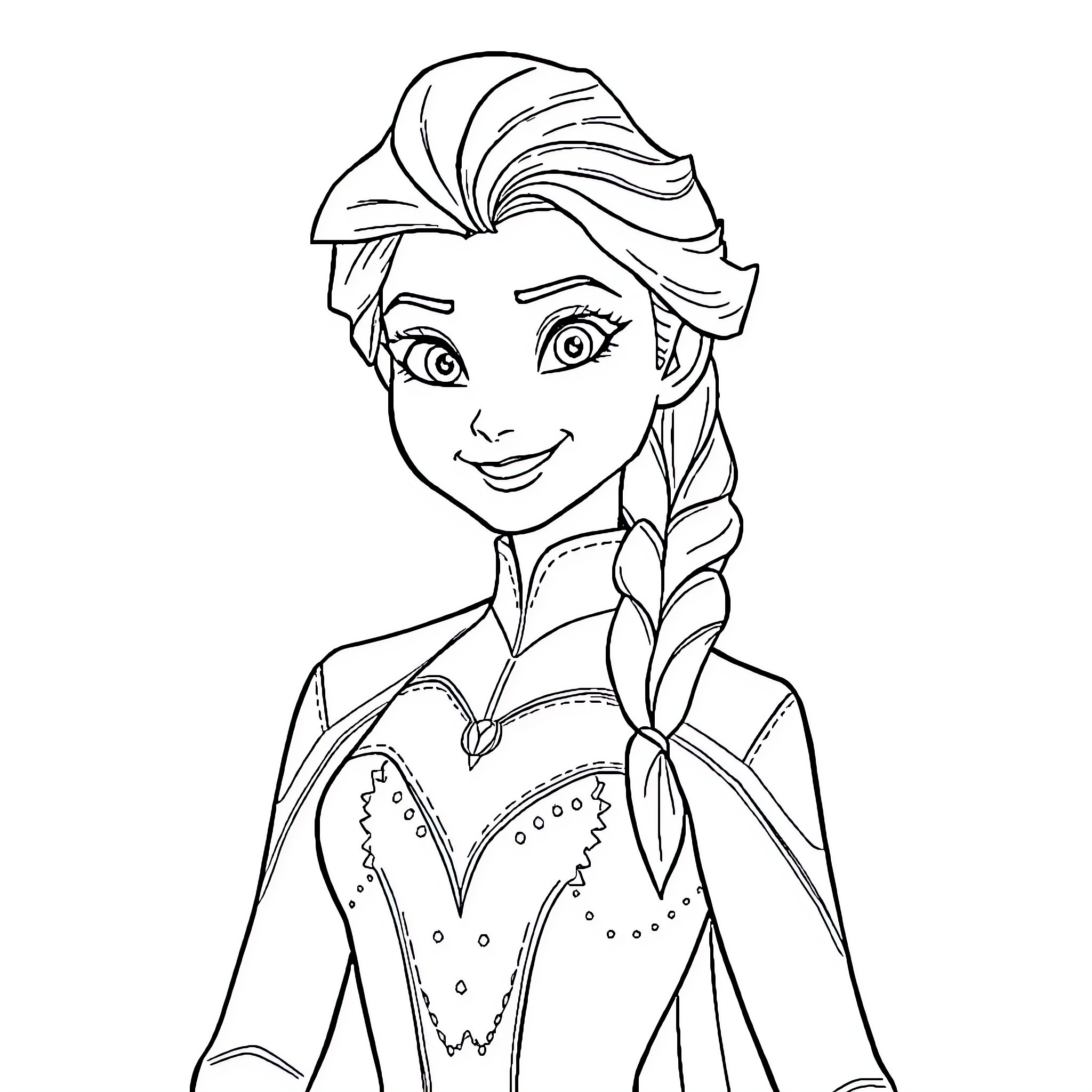 Elsa's Joyful Winter Adventure Coloring Page (free black-and-white line drawing printable PDF for all, from beginners to advanced learners, including children, teens, adults, and seniors)