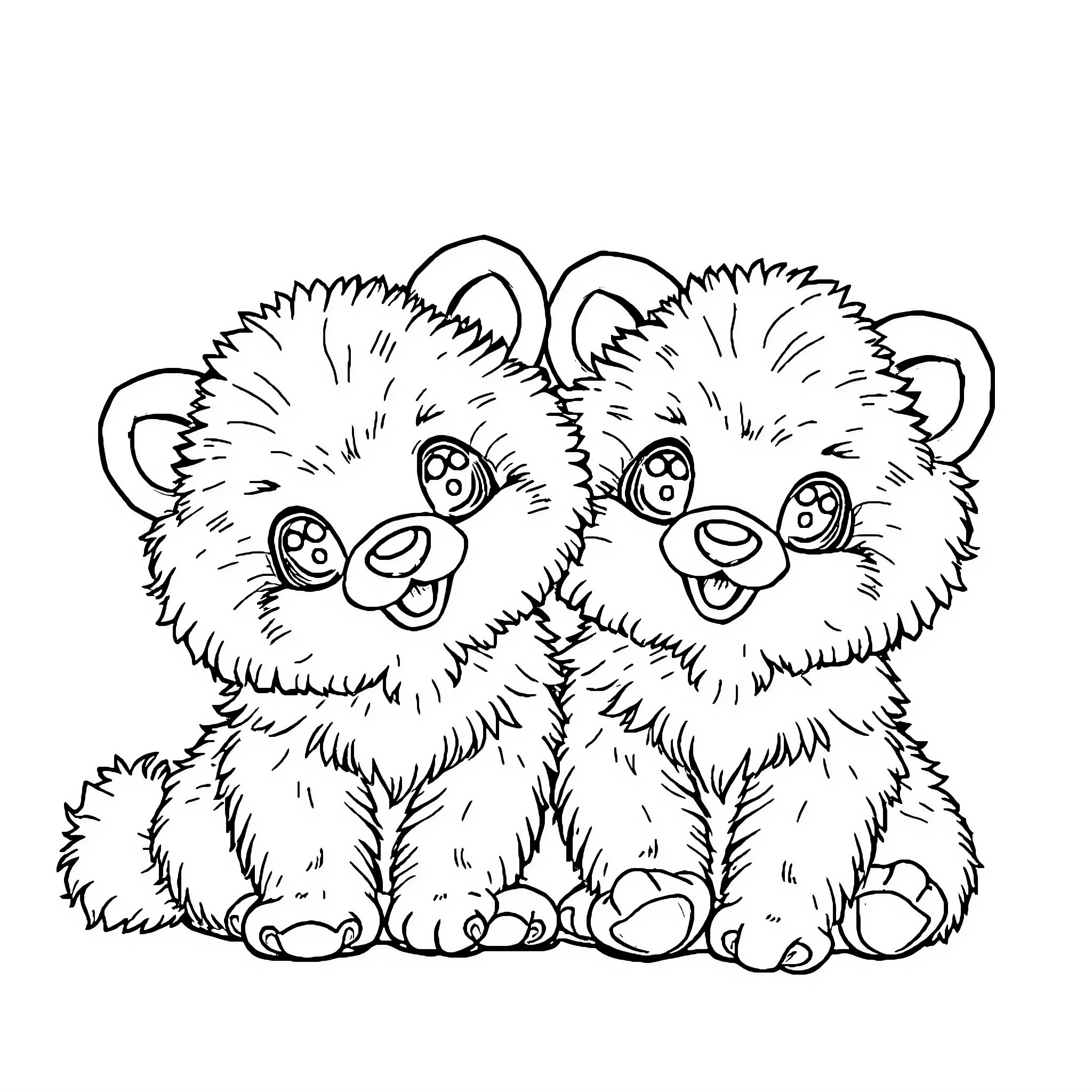 Labubu Cute and Cuddly Furry Friends Coloring Page (free black-and-white line drawing printable PDF for all, from beginners to advanced learners, including children, teens, adults, and seniors)