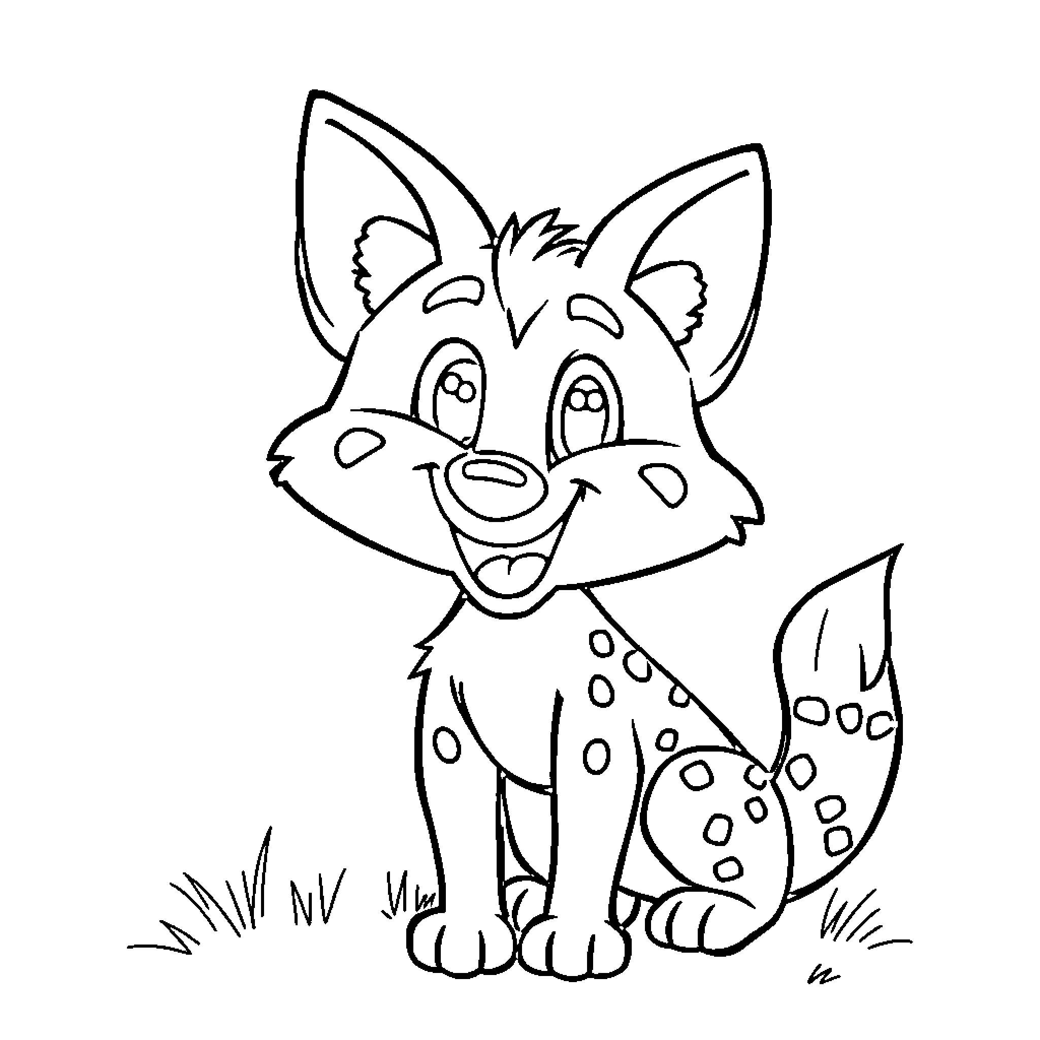 Jackal in a playful pose Coloring Page (free black-and-white line drawing printable PDF for all, from beginners to advanced learners, including children, teens, adults, and seniors)